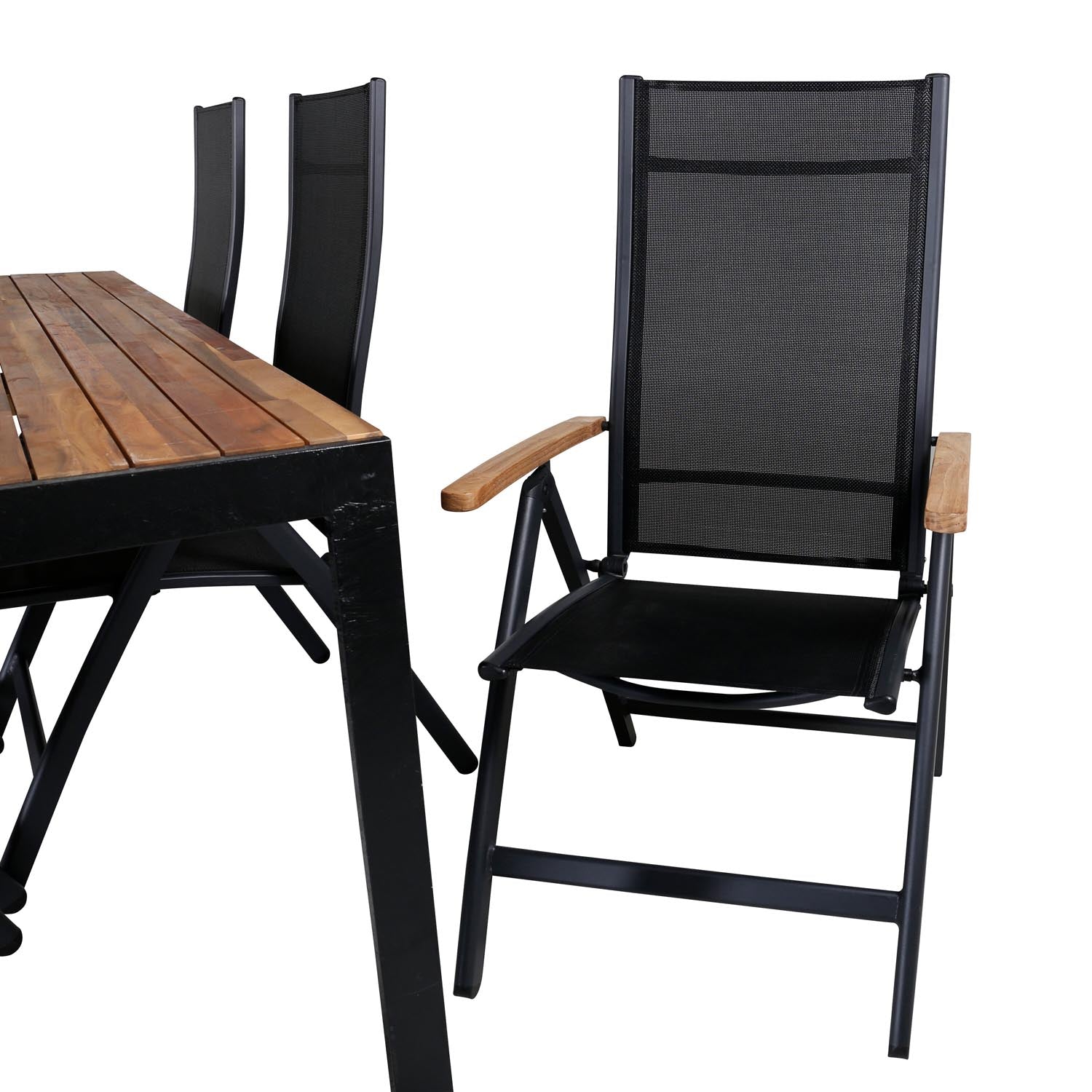Bois Outdoor-Tischset + Panama 205cm/6St. in Schwarz präsentiert im Onlineshop von KAQTU Design AG. Gartentischset ist von Venture Home