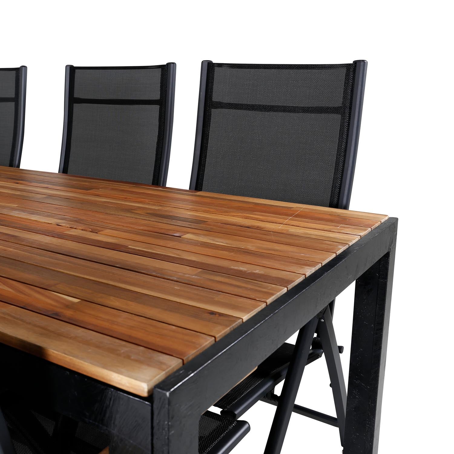 Bois Outdoor-Tischset + Panama 205cm/6St. in Schwarz präsentiert im Onlineshop von KAQTU Design AG. Gartentischset ist von Venture Home