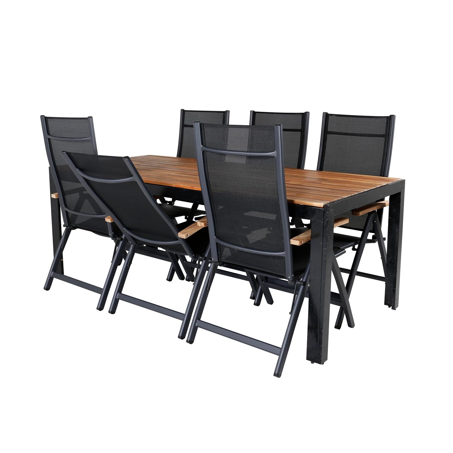 Bois Outdoor-Tischset + Panama 205cm/6St. in Schwarz präsentiert im Onlineshop von KAQTU Design AG. Gartentischset ist von Venture Home