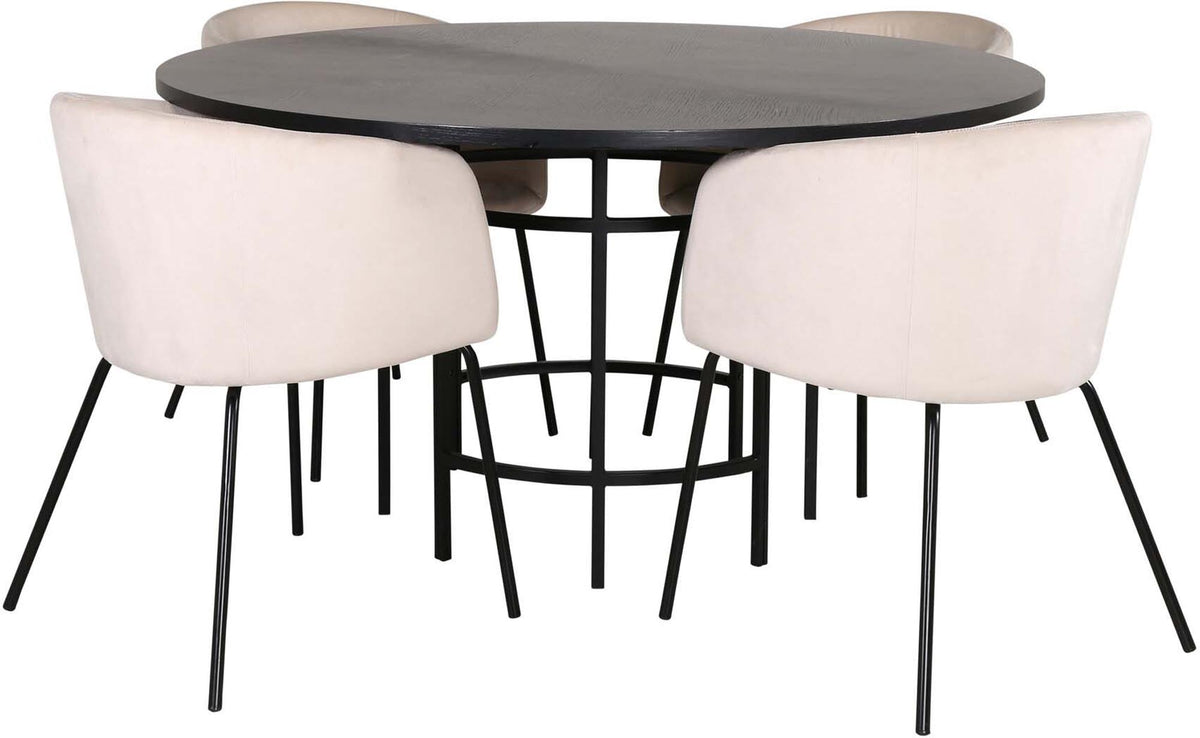 Esszimmerset Copenhagen + Berit ⌀140cm/4St. in Beige, Schwarz präsentiert im Onlineshop von KAQTU Design AG. Esszimmerset ist von Venture Home