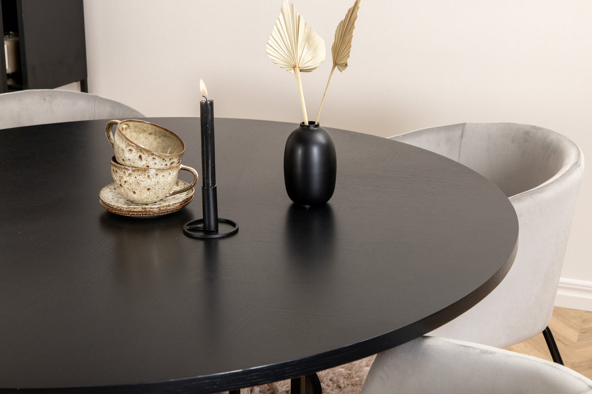 Esszimmerset Copenhagen + Berit ⌀140cm/4St. in Schwarzgrau präsentiert im Onlineshop von KAQTU Design AG. Esszimmerset ist von Venture Home