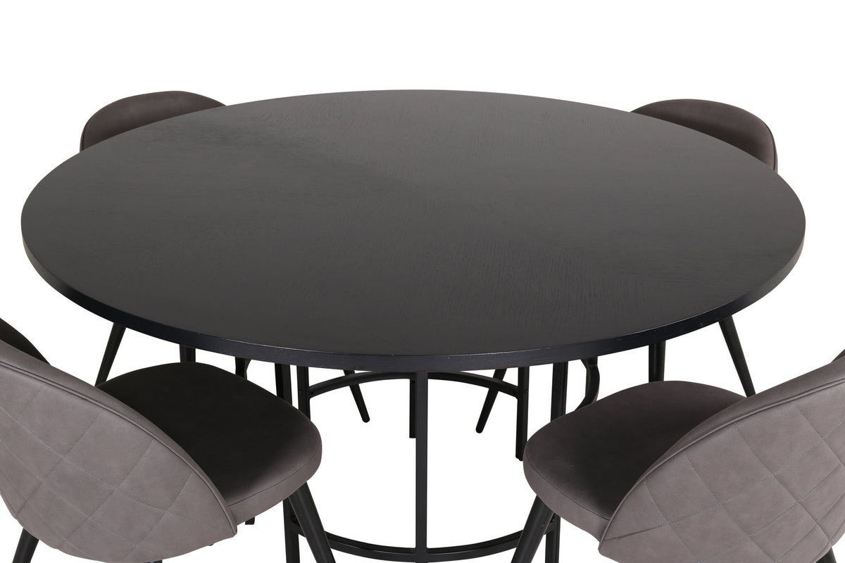 Esszimmerset Copenhagen + Velvet ⌀140cm/4St. in Schwarzgrau präsentiert im Onlineshop von KAQTU Design AG. Esszimmerset ist von Venture Home