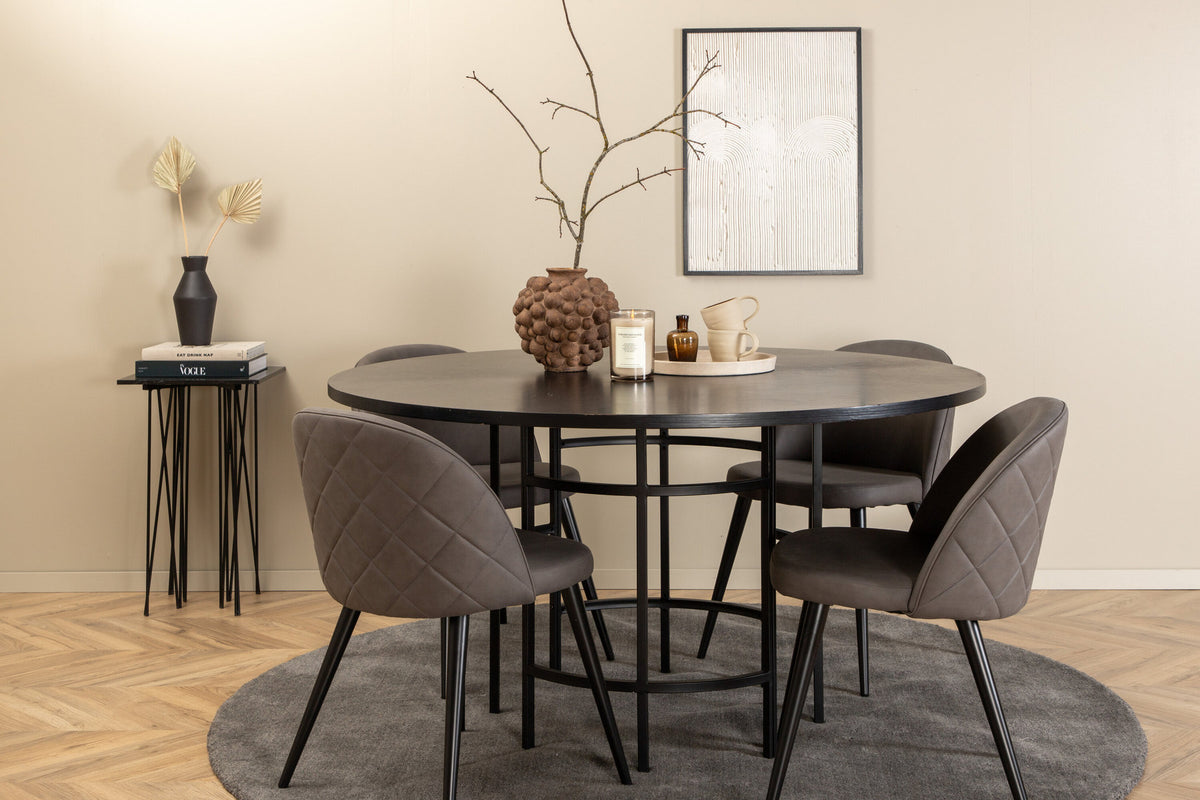 Esszimmerset Copenhagen + Velvet ⌀140cm/4St. in Schwarzgrau präsentiert im Onlineshop von KAQTU Design AG. Esszimmerset ist von Venture Home