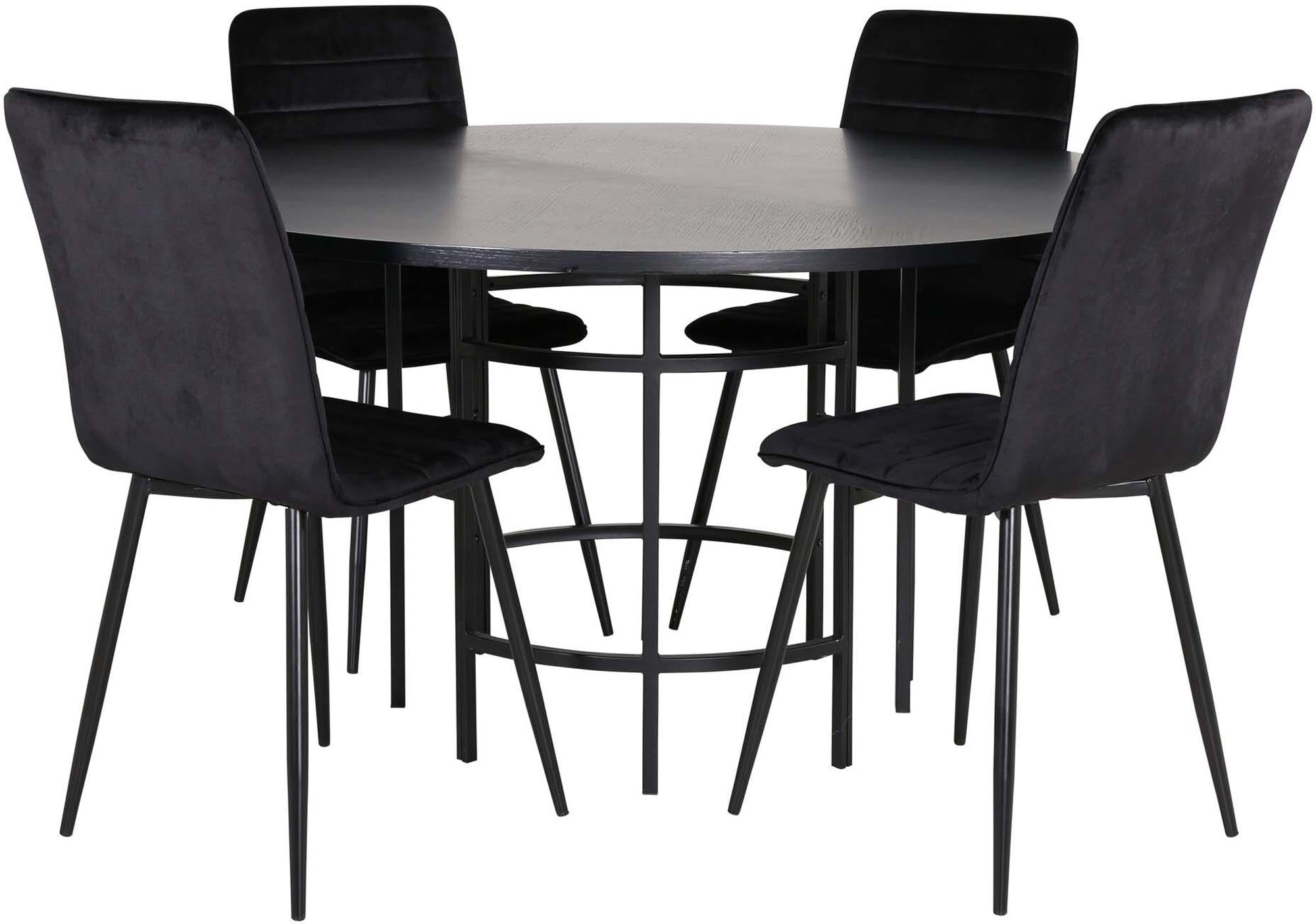 Esszimmerset Copenhagen + Windu ⌀140cm/4St. in Schwarz präsentiert im Onlineshop von KAQTU Design AG. Esszimmerset ist von Venture Home