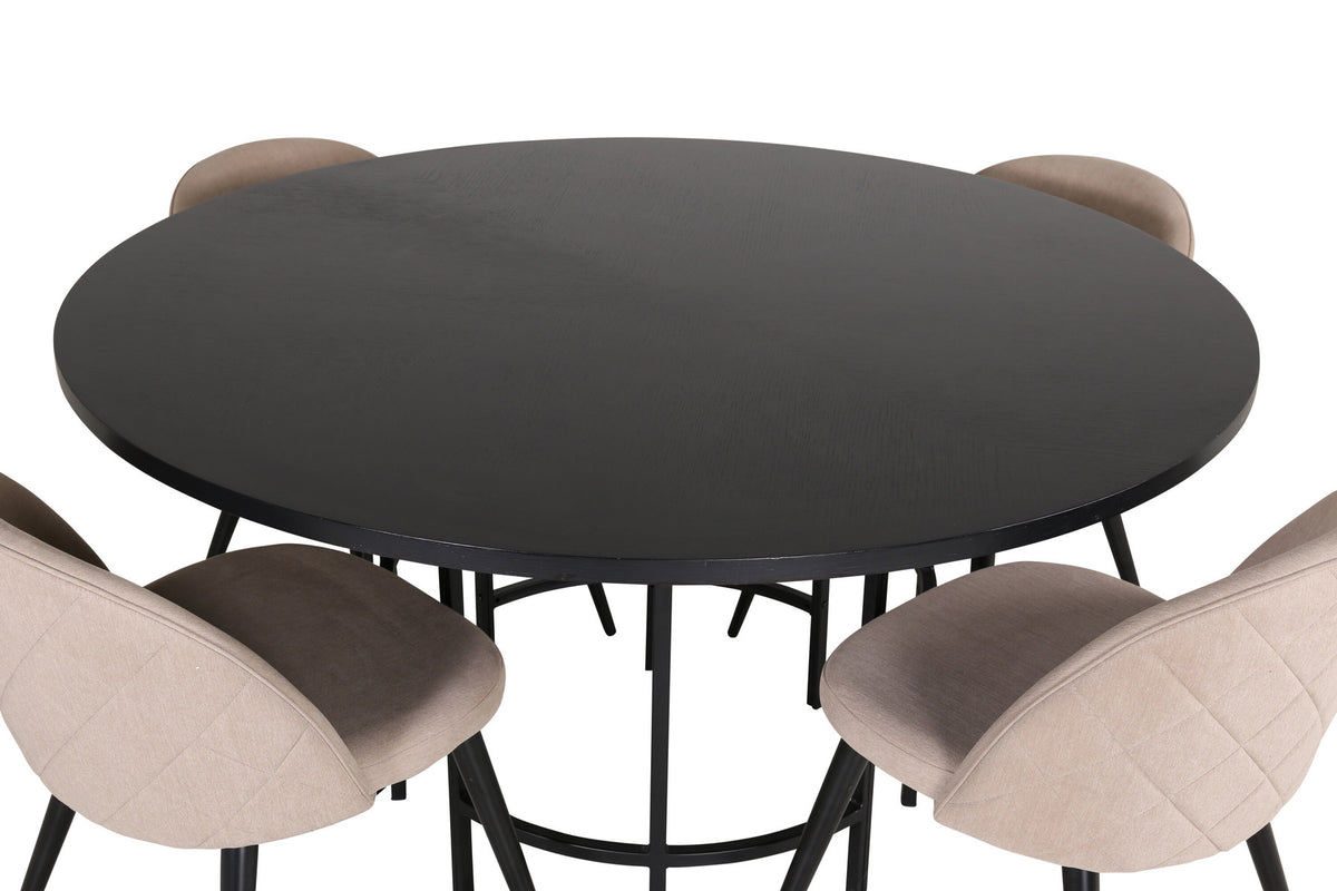 Esszimmerset Copenhagen + Velvet ⌀140cm/4St. in Beige, Schwarz präsentiert im Onlineshop von KAQTU Design AG. Esszimmerset ist von Venture Home