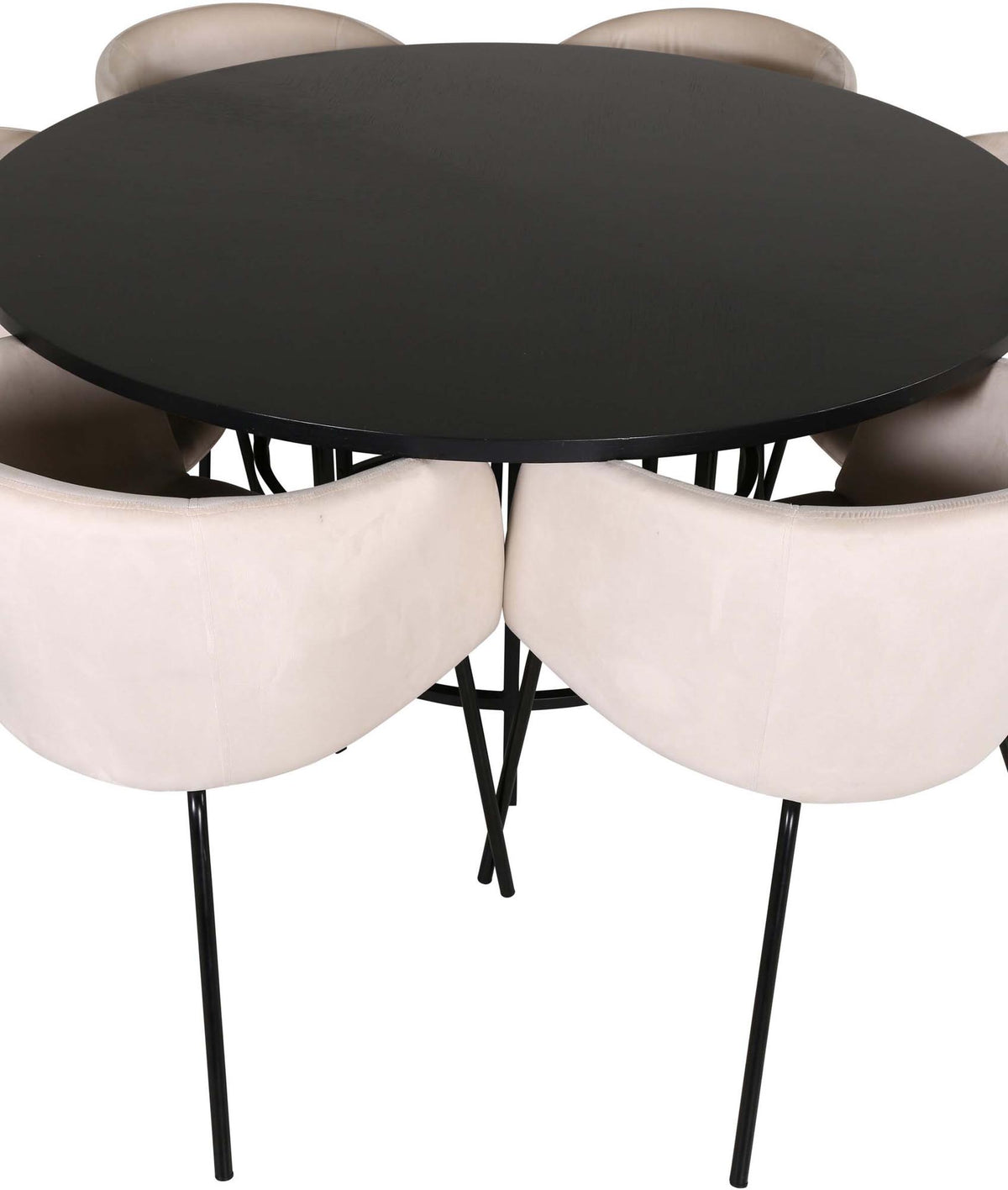 Esszimmerset Copenhagen + Berit ⌀140cm/6St. in Beige, Schwarz präsentiert im Onlineshop von KAQTU Design AG. Esszimmerset ist von Venture Home