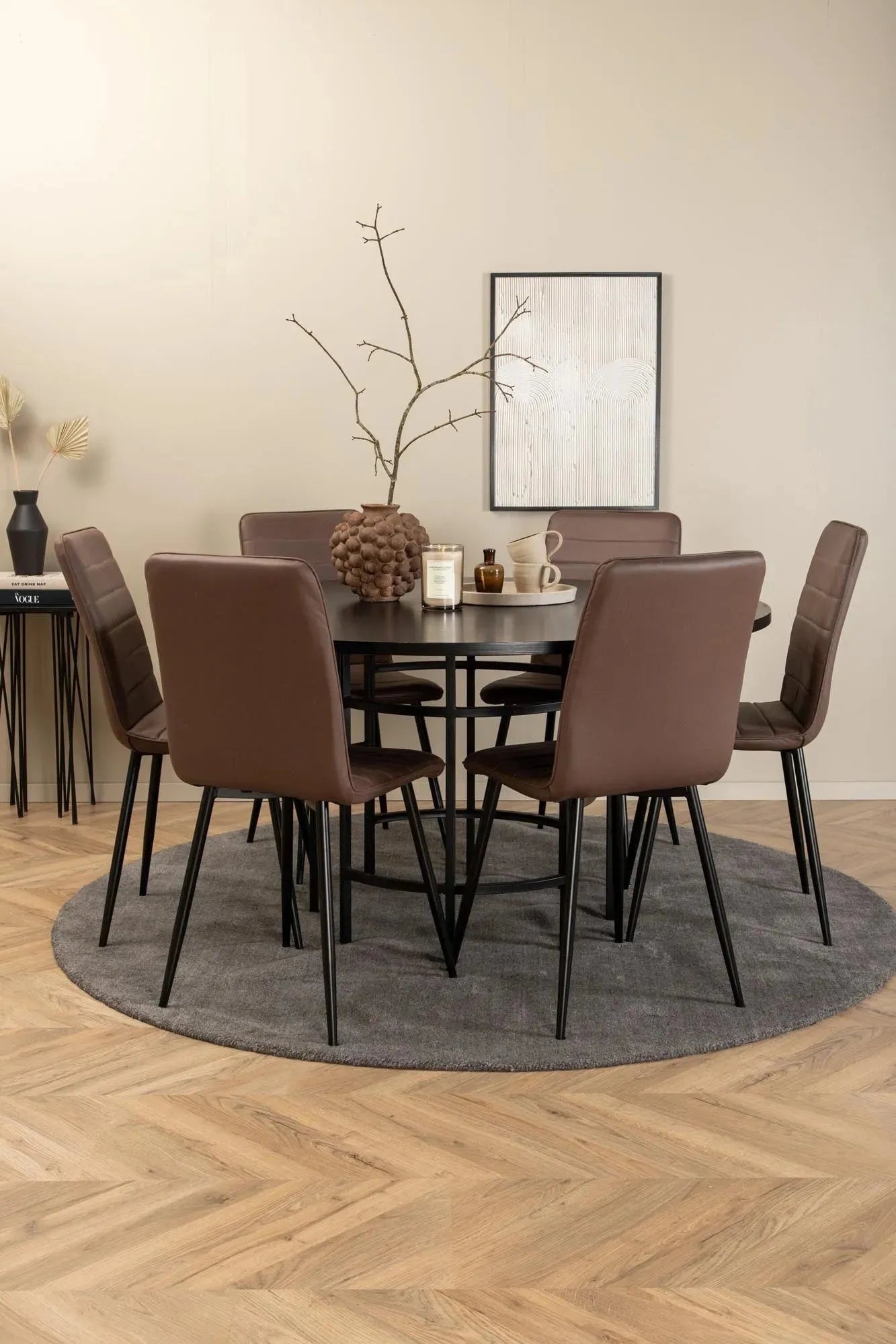 Stilvolles Esszimmerset Copenhagen + Windu, 6 Plätze, Ø140cm, Venture.