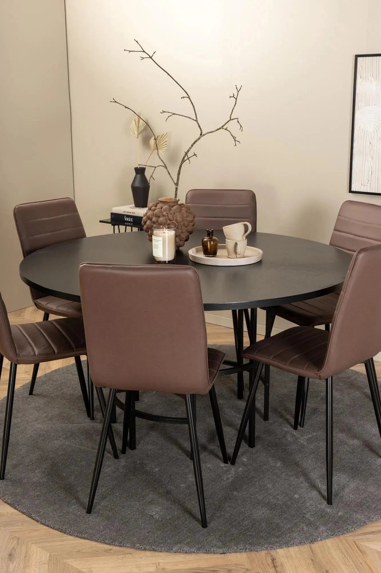 Modernes Esszimmerset Copenhagen + Windu, 6 Plätze, Ø140cm, Venture.