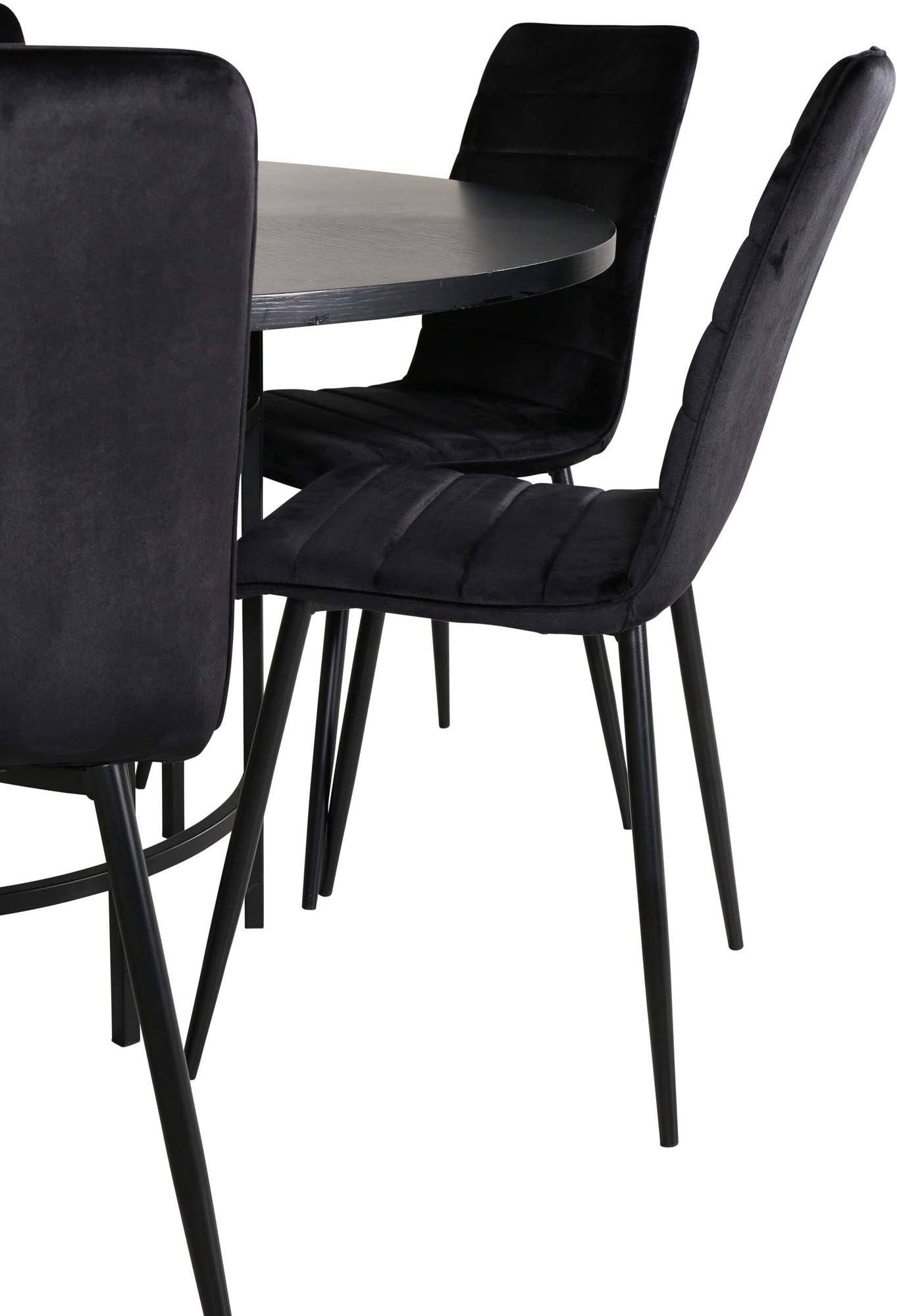 Esszimmerset Copenhagen + Windu ⌀140cm/6St. in Schwarz präsentiert im Onlineshop von KAQTU Design AG. Esszimmerset ist von Venture Home