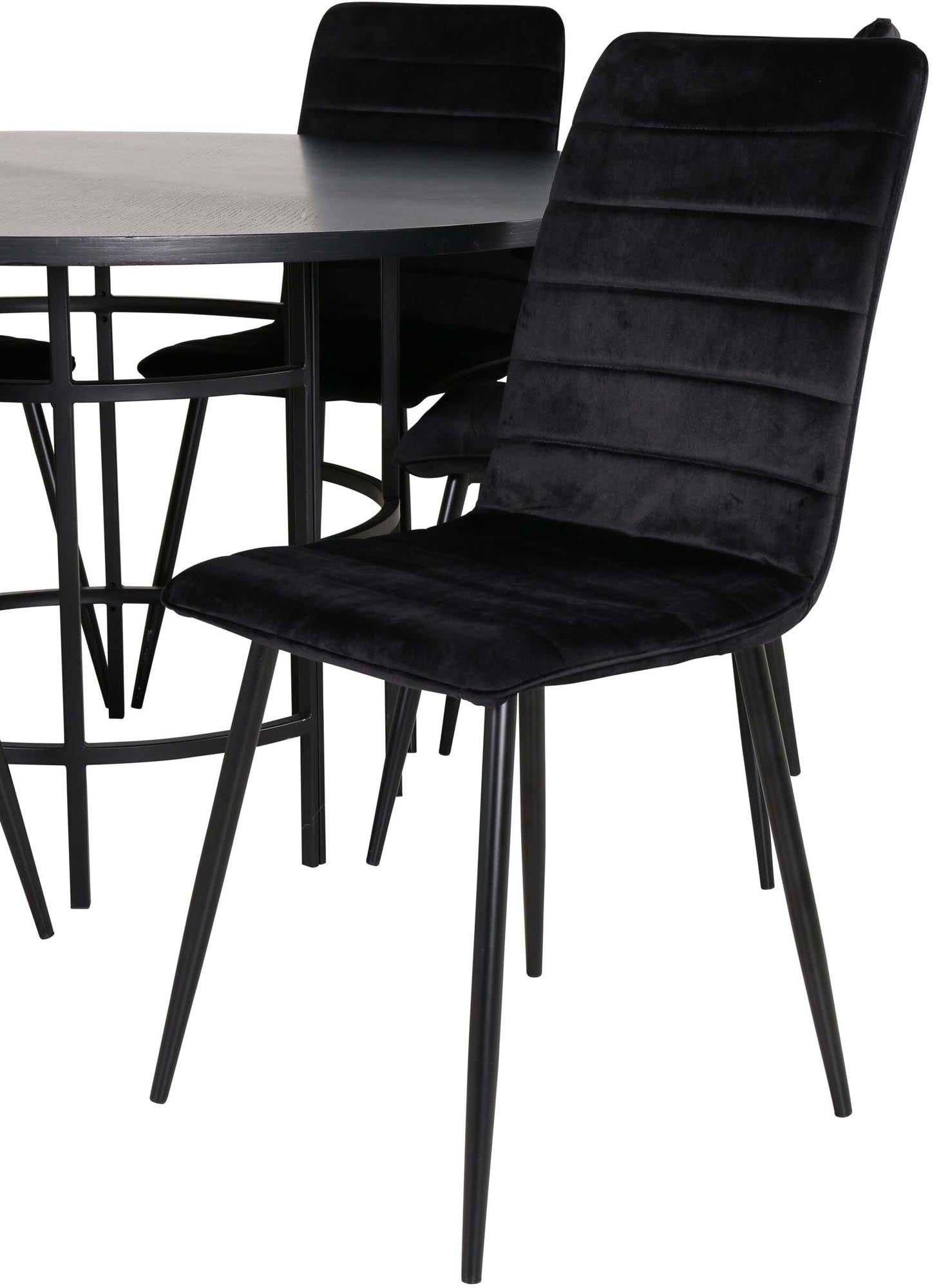 Esszimmerset Copenhagen + Windu ⌀140cm/6St. in Schwarz präsentiert im Onlineshop von KAQTU Design AG. Esszimmerset ist von Venture Home
