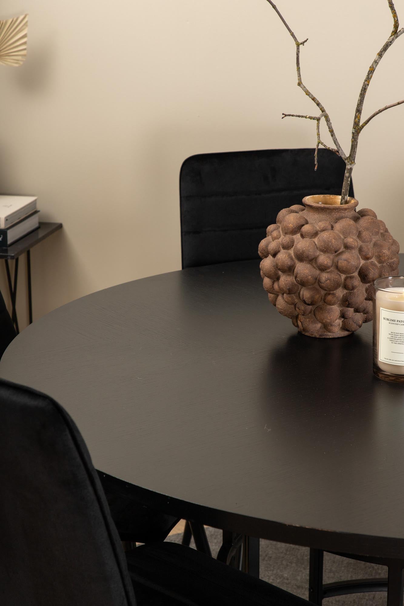 Esszimmerset Copenhagen + Windu ⌀140cm/6St. in Schwarz präsentiert im Onlineshop von KAQTU Design AG. Esszimmerset ist von Venture Home