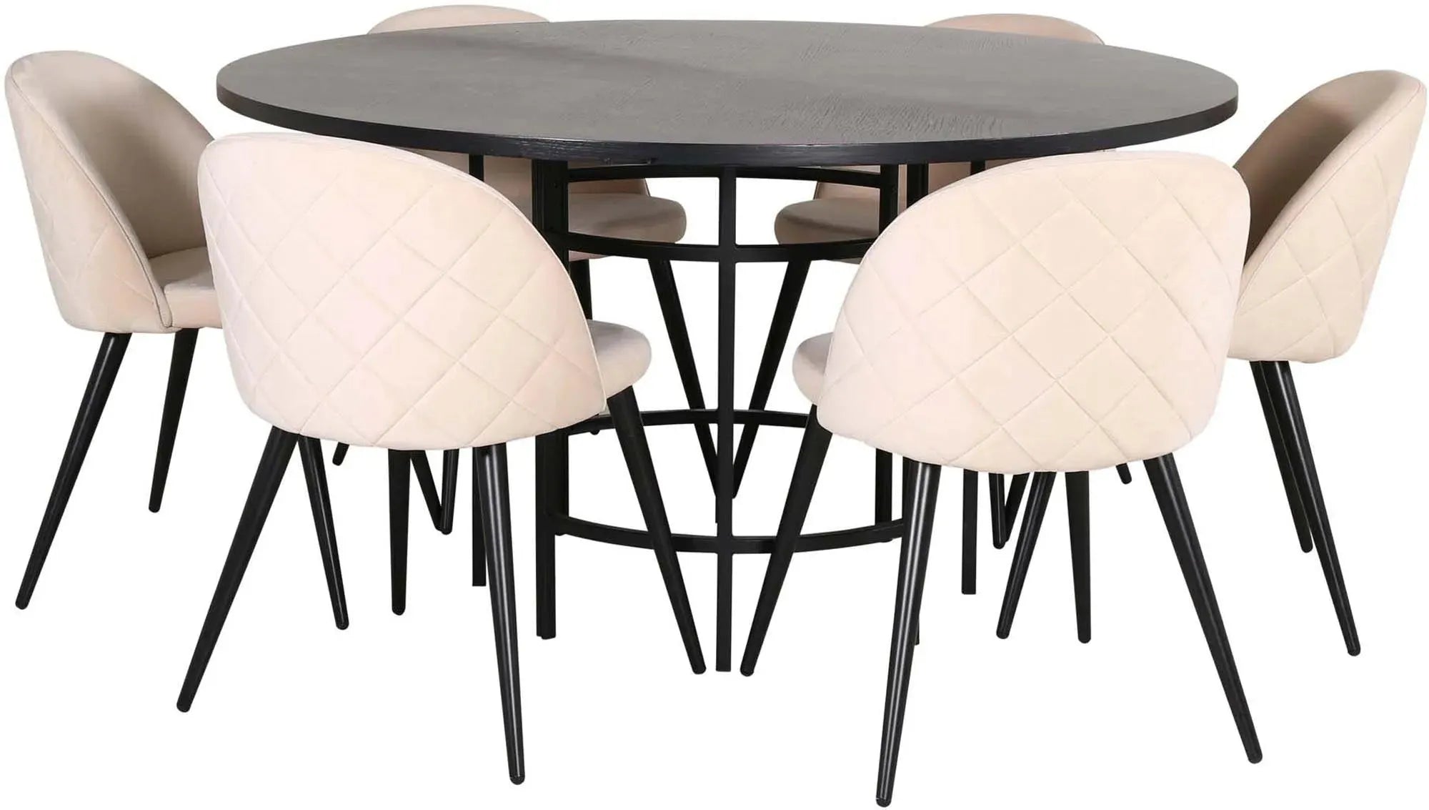 Luxuriöses Esszimmerset Copenhagen + Velvet, 140cm, für 6 Personen.