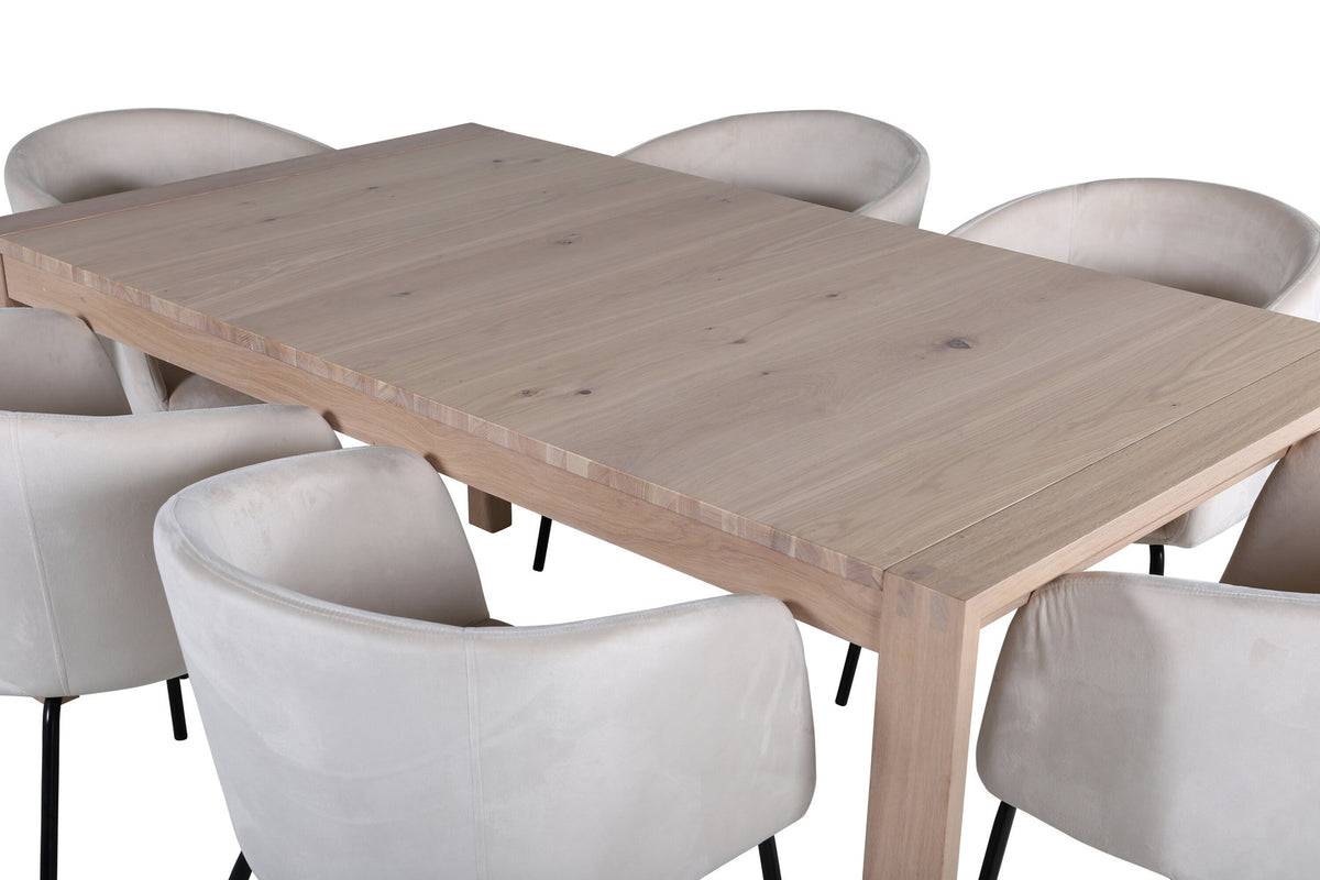 Slider Esszimmerset ausziehbar + Berit 170cm/6St. in Beige, Schwarz präsentiert im Onlineshop von KAQTU Design AG. Esszimmerset ist von Venture Home
