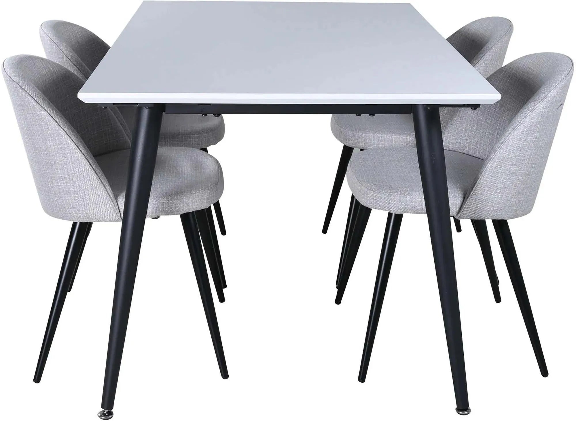 Stilvolles Jimmy Esszimmerset mit 4 Samtstühlen, 150cm, von Venture Home.