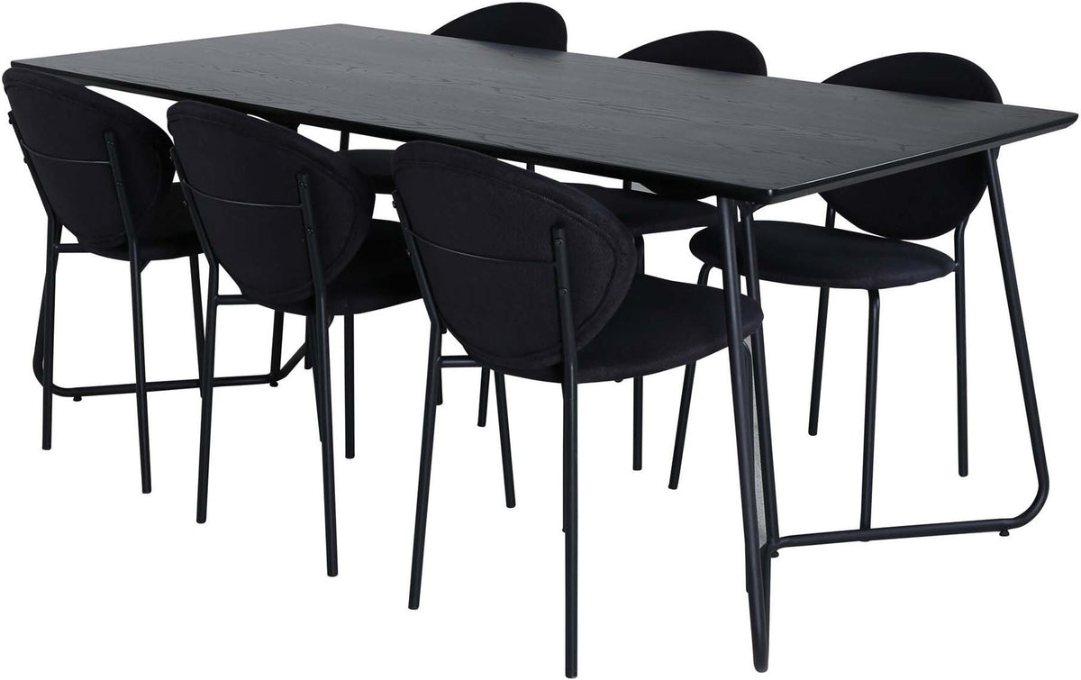 Petra Esszimmerset + Vault 190cm/6St. in Schwarz präsentiert im Onlineshop von KAQTU Design AG. Esszimmerset ist von Venture Home