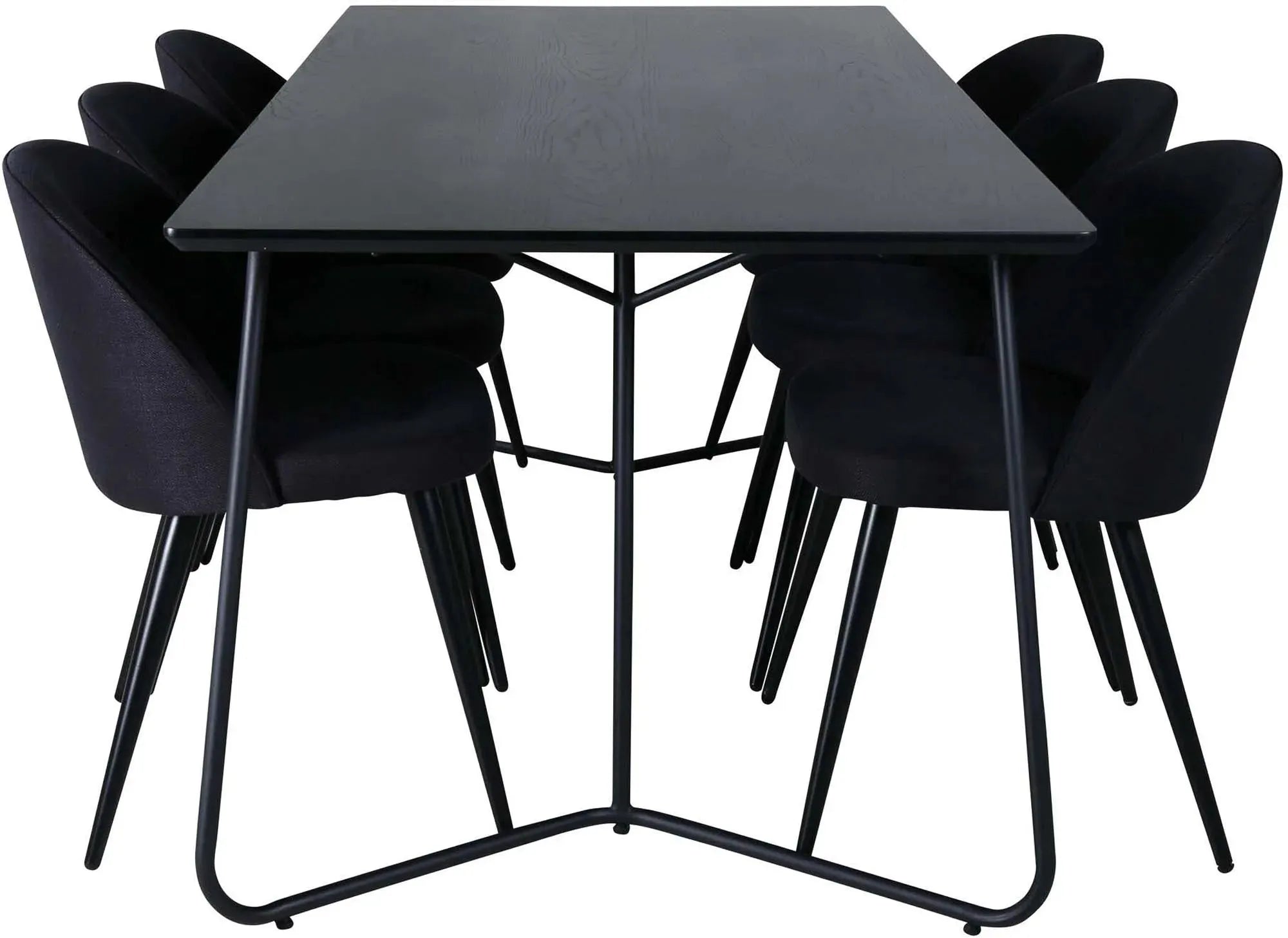 Elegantes Petra Esszimmerset: 190cm Tisch, 6 Samtstühle, skandinavisches Design, Komfort und Stil für Ihr Zuhause.