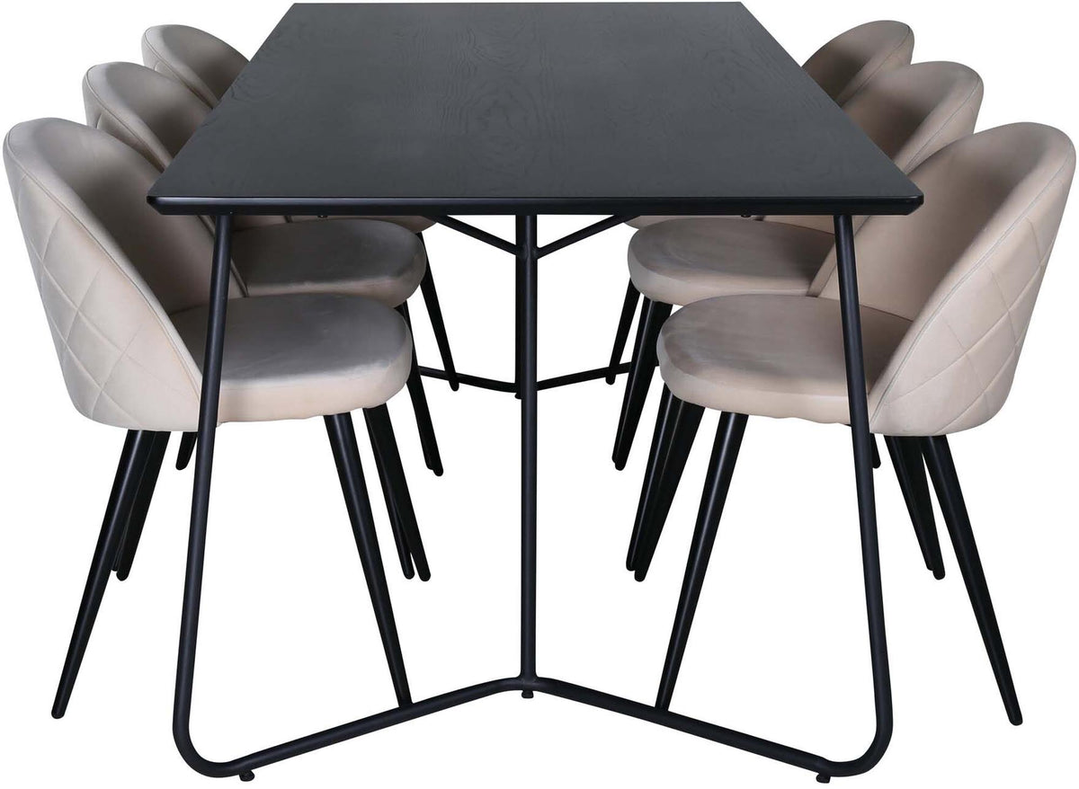 Petra Esszimmerset + Velvet Stitches 190cm/6St. in Schwarz präsentiert im Onlineshop von KAQTU Design AG. Esszimmerset ist von Venture Home