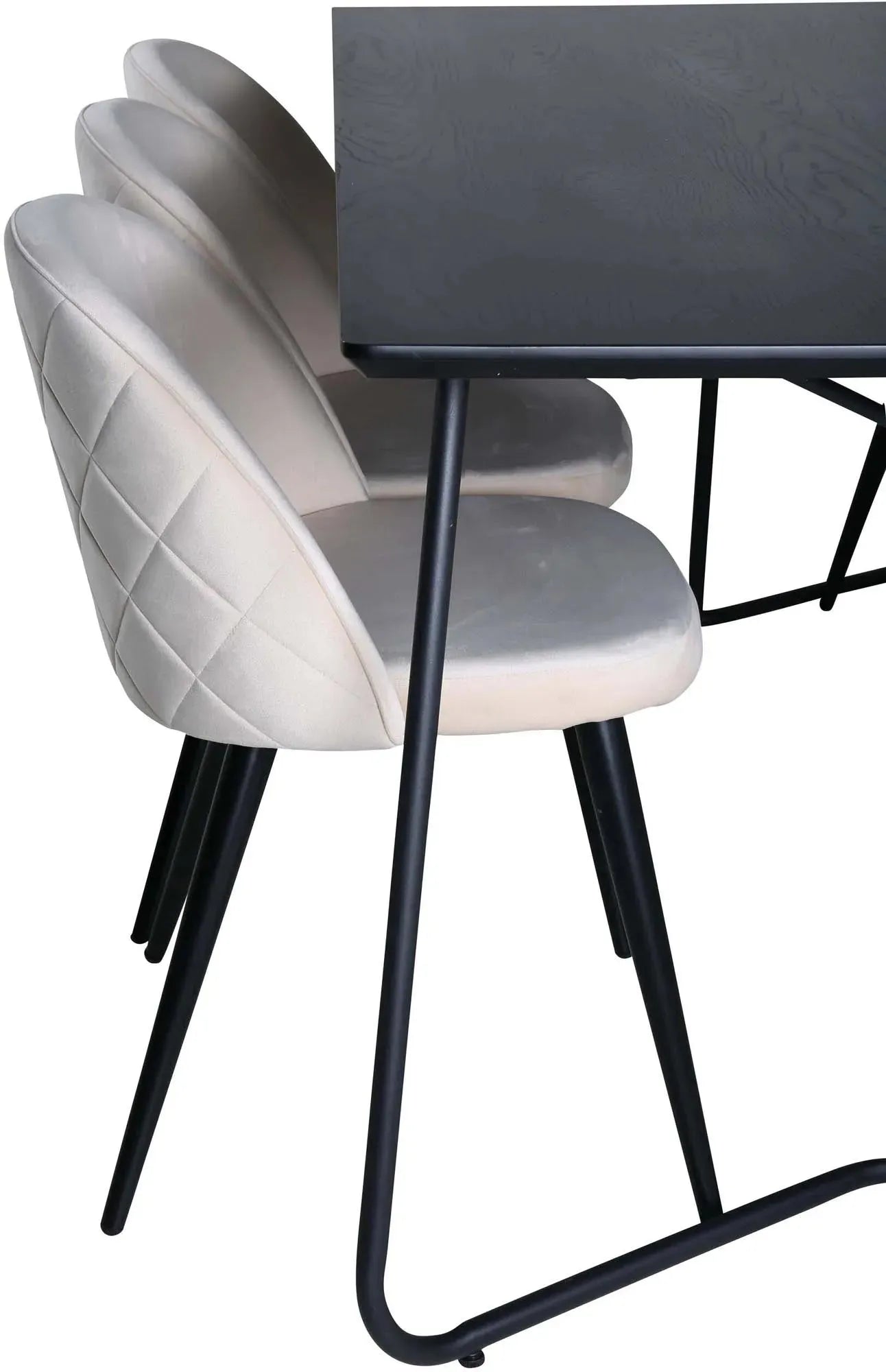 Elegantes Petra Esszimmerset mit 6 Samtstühlen, 190cm, von Venture Home.