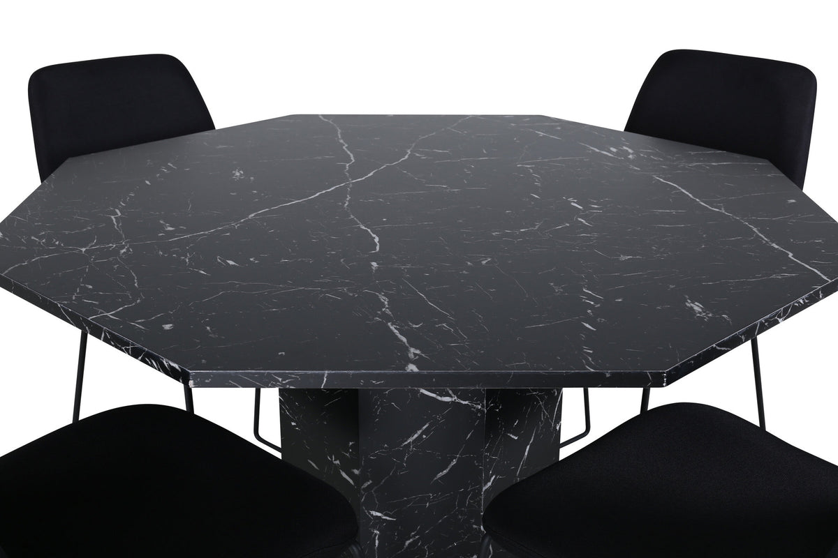 Marbs Esszimmerset + Muce ⌀110cm/4St. in Schwarz präsentiert im Onlineshop von KAQTU Design AG. Esszimmerset ist von Venture Home