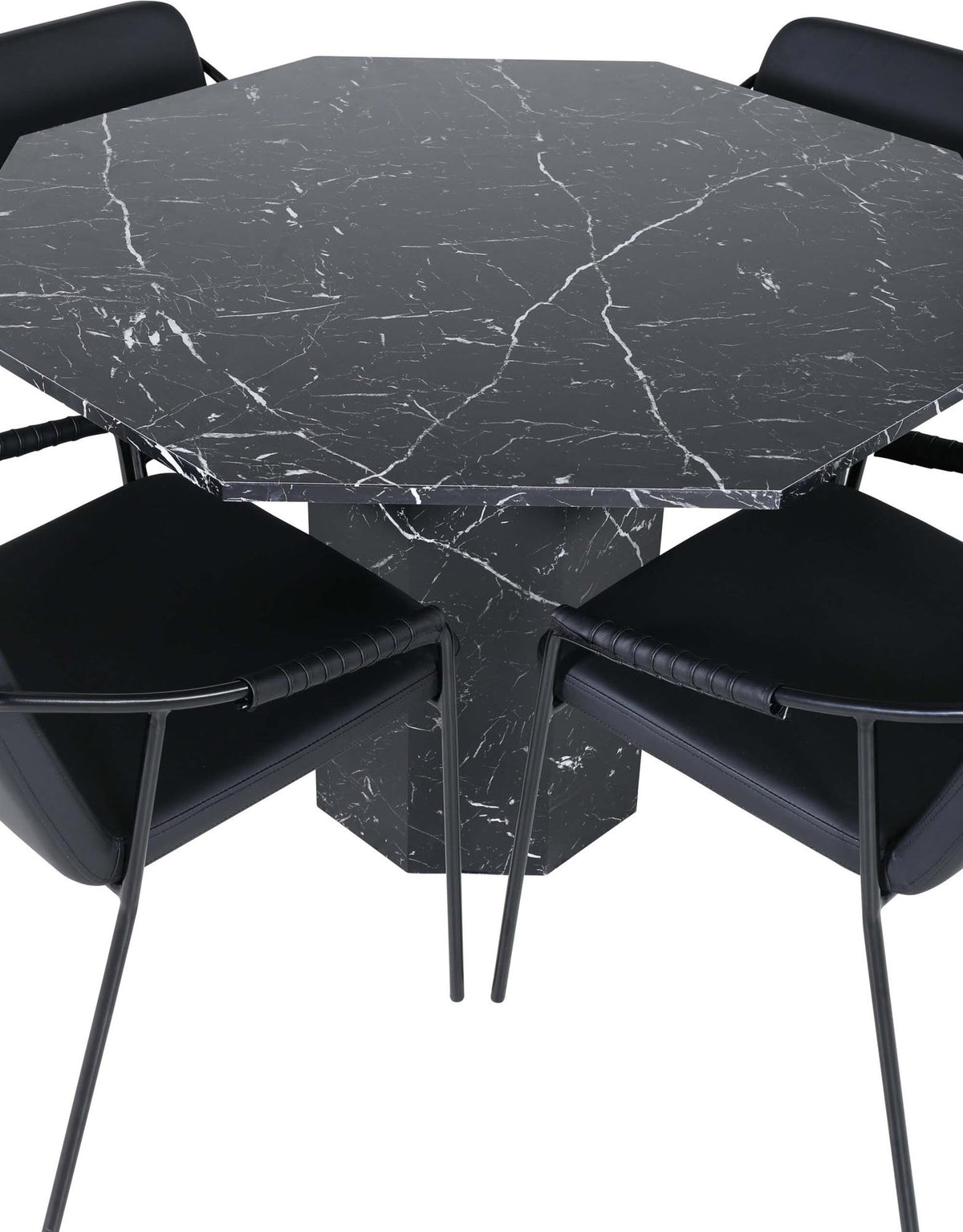 Marbs Esszimmerset + Tvist ⌀110cm/4St. in Schwarz präsentiert im Onlineshop von KAQTU Design AG. Esszimmerset ist von Venture Home