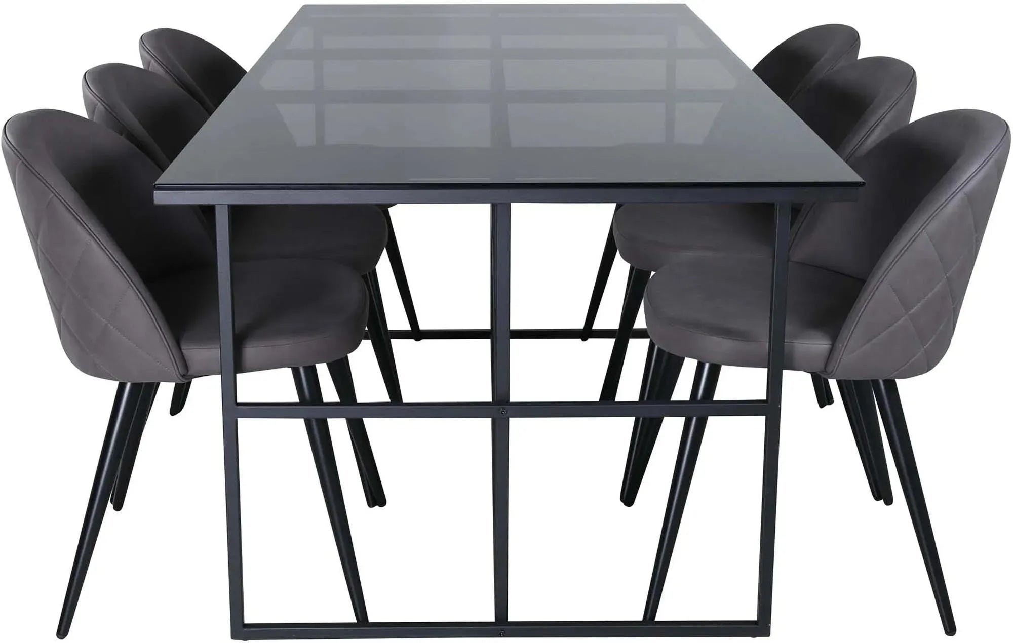 Stilvolles Leif Esszimmerset: 200cm Tisch mit 6 Samtstühlen.