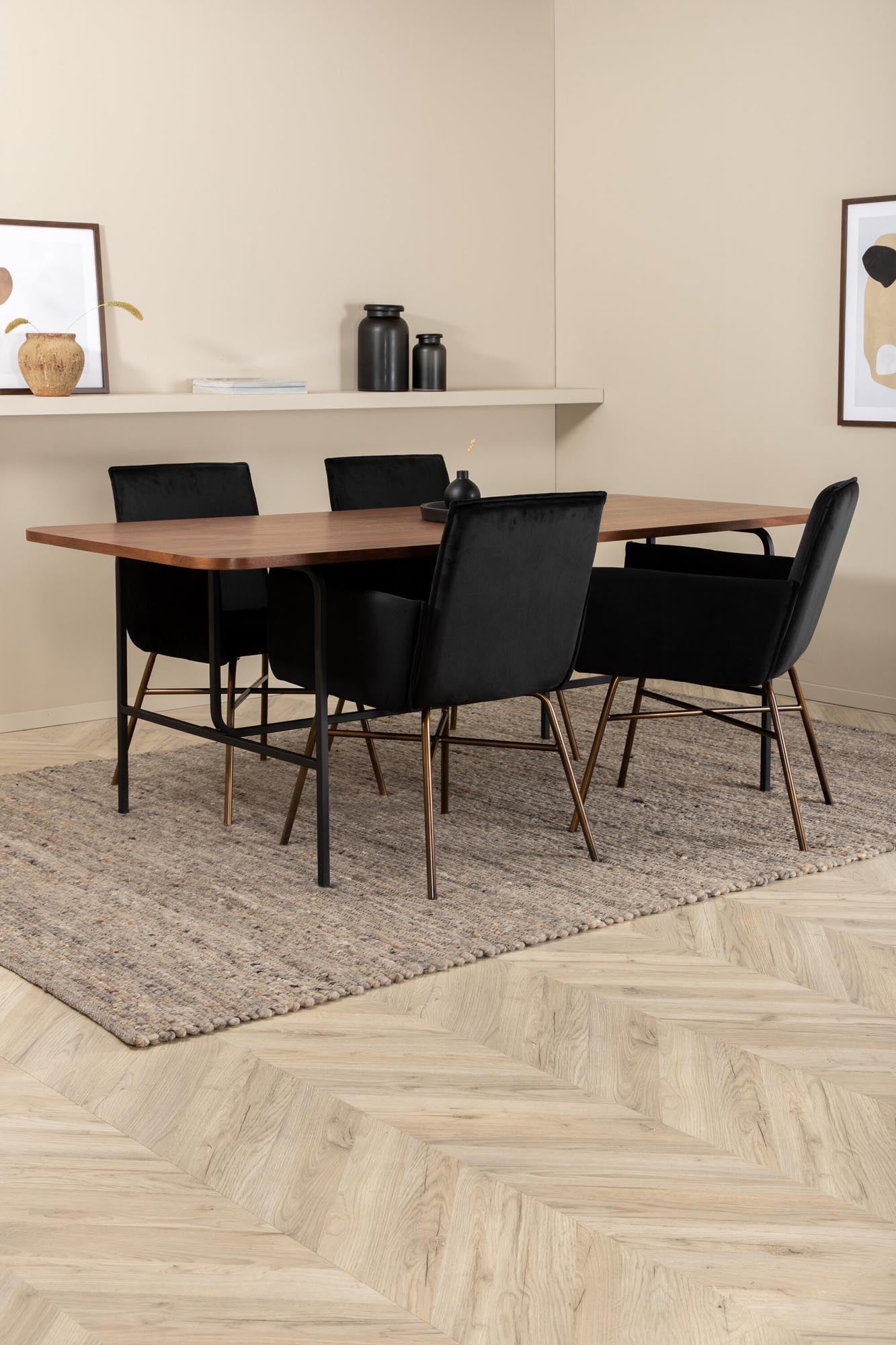 Venture Home Uno Esszimmerset: Petra Tisch 200cm, 4 Stühle, modern.