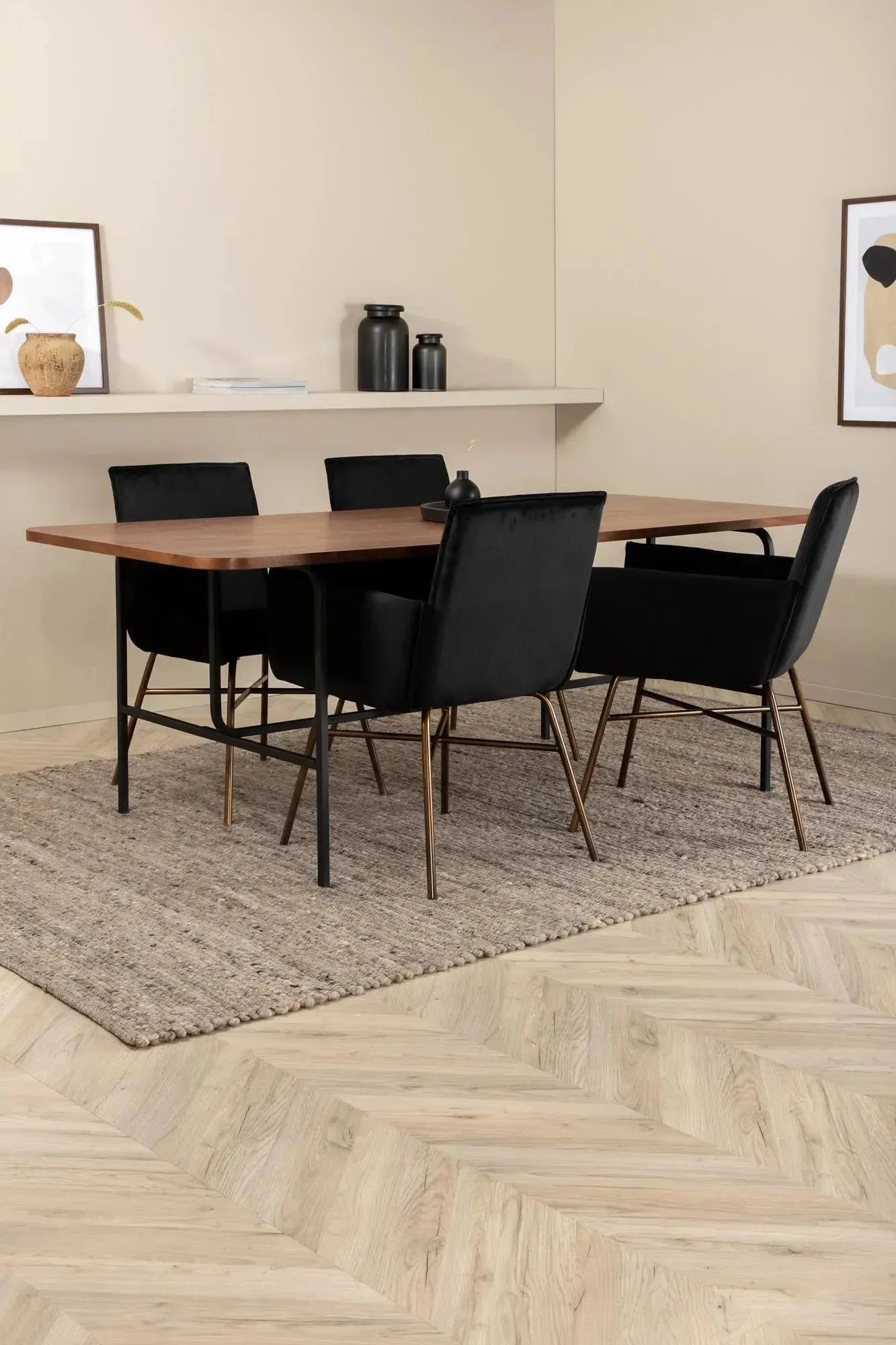Venture Home Uno Esszimmerset: Petra Tisch 200cm, 4 Stühle, modern.