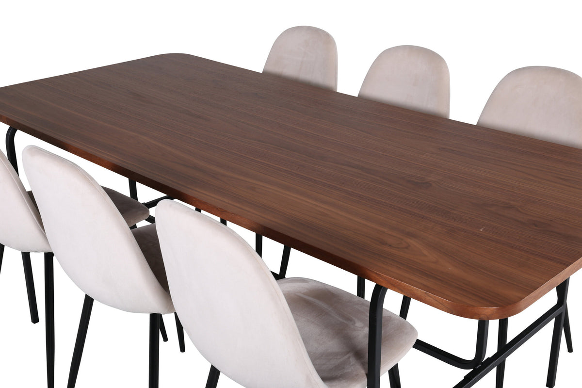 Uno Esszimmerset + Polar 200cm/6St. in Beige, Schwarz präsentiert im Onlineshop von KAQTU Design AG. Esszimmerset ist von Venture Home