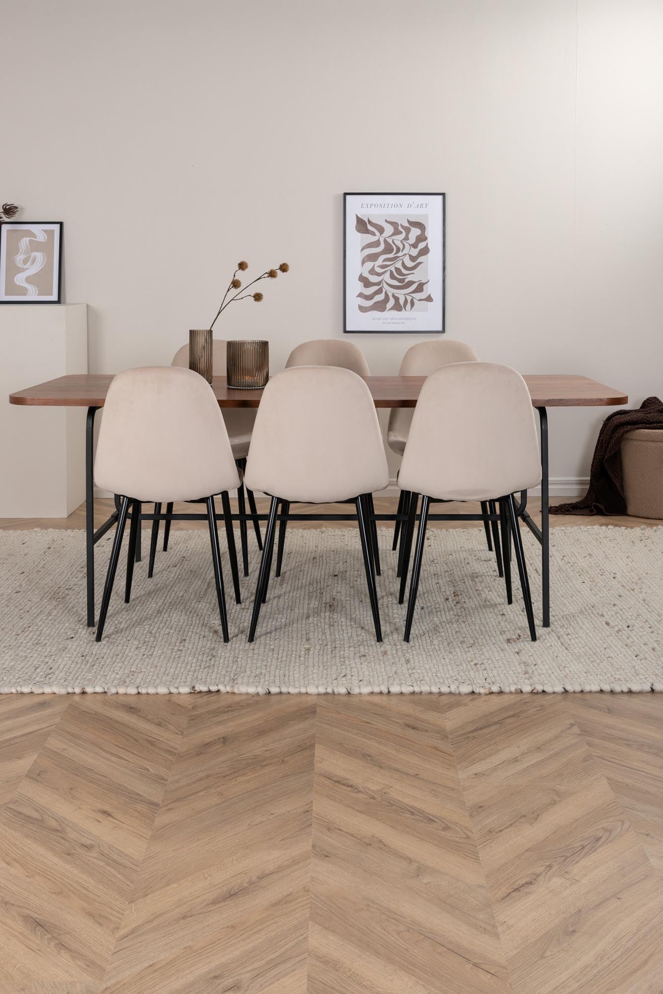 Uno Esszimmerset + Polar 200cm/6St. in Beige, Schwarz präsentiert im Onlineshop von KAQTU Design AG. Esszimmerset ist von Venture Home