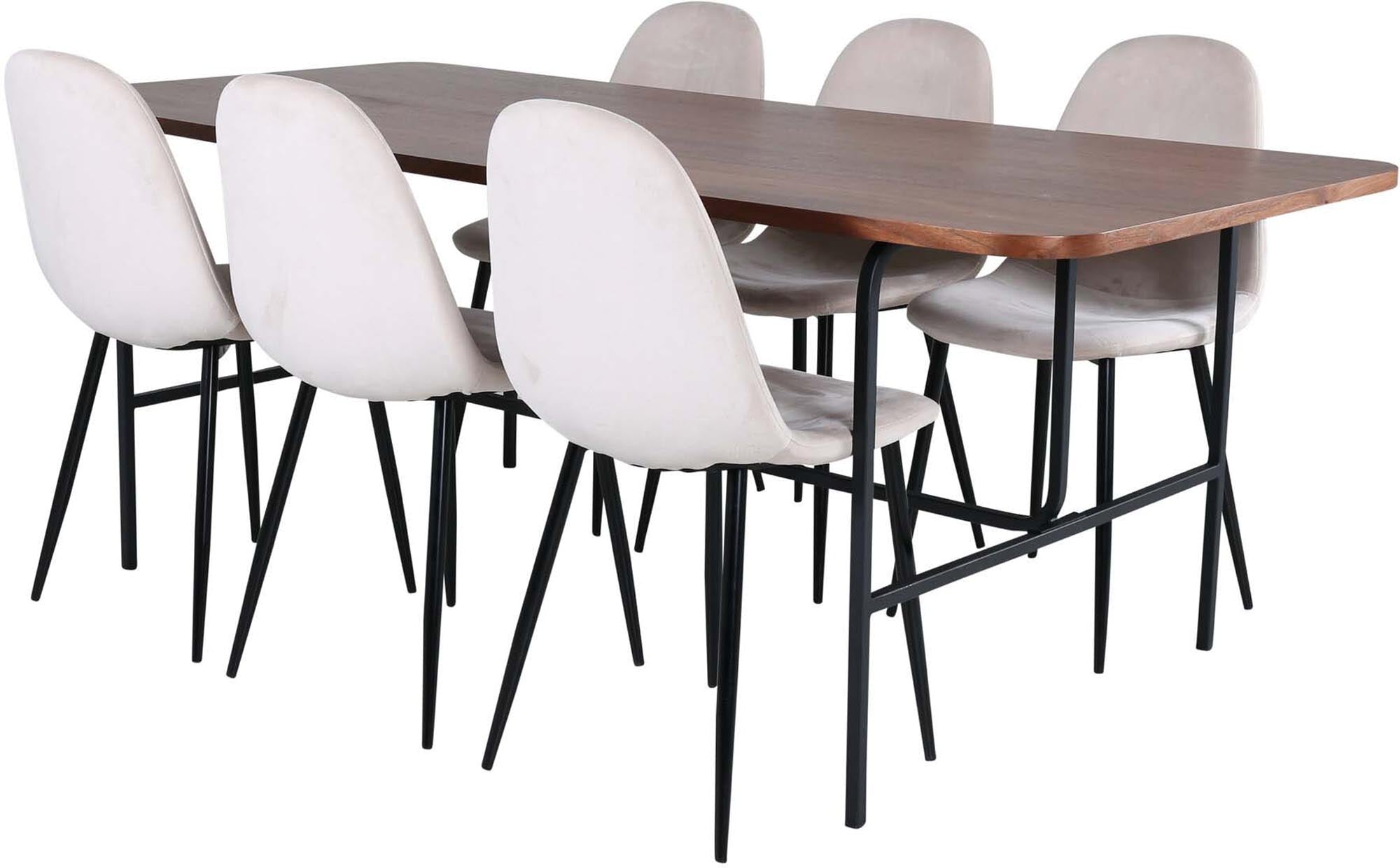 Uno Esszimmerset + Polar 200cm/6St. in Beige, Schwarz präsentiert im Onlineshop von KAQTU Design AG. Esszimmerset ist von Venture Home