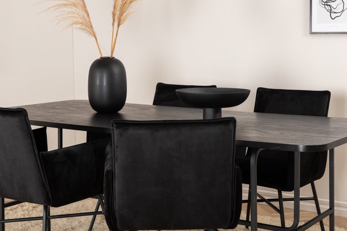 Uno Esszimmerset + Petra 200cm/4St. in Schwarz präsentiert im Onlineshop von KAQTU Design AG. Esszimmerset ist von Venture Home
