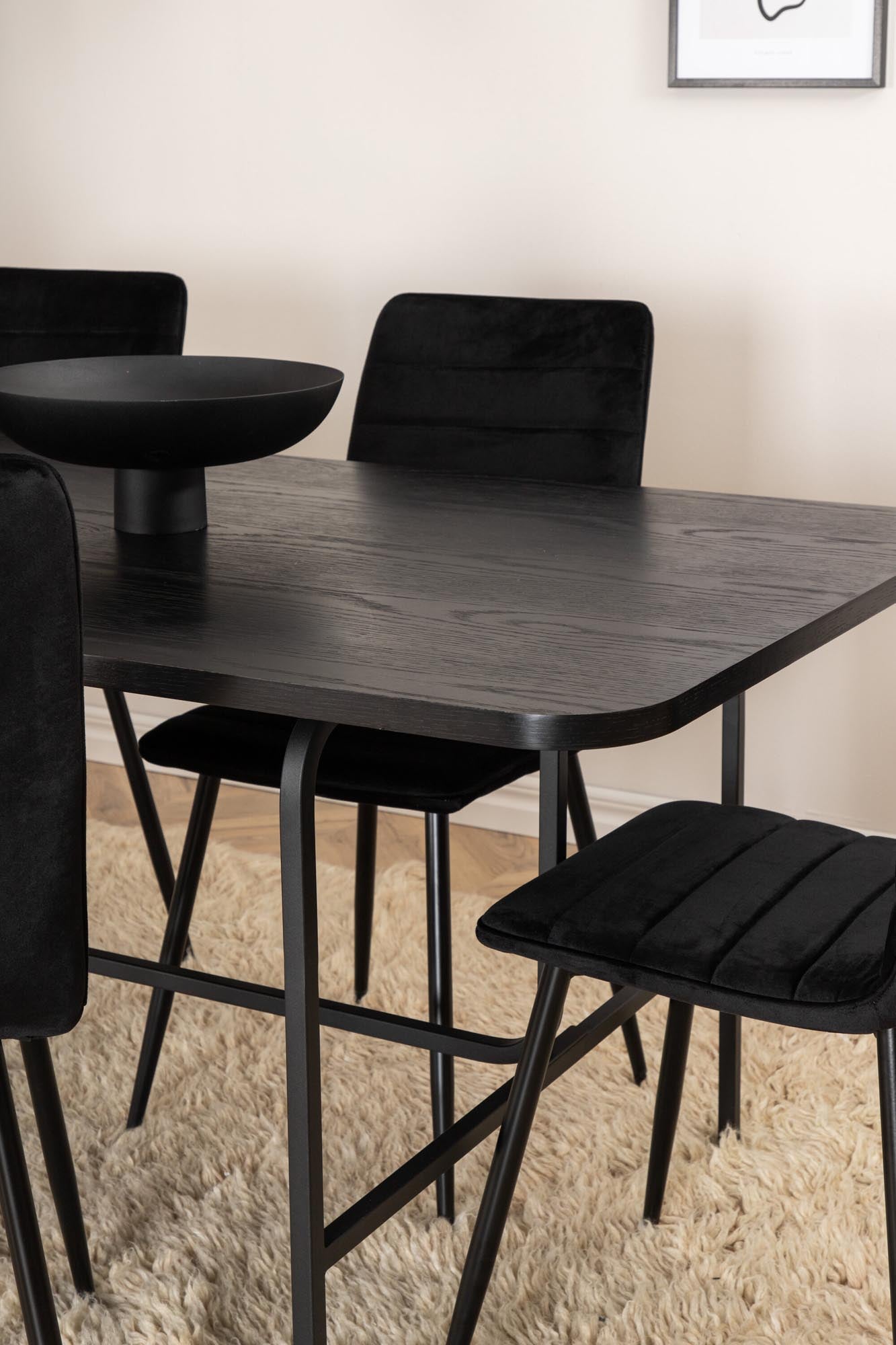 Uno Esszimmerset + Windu 200cm/6St. in Schwarz präsentiert im Onlineshop von KAQTU Design AG. Esszimmerset ist von Venture Home