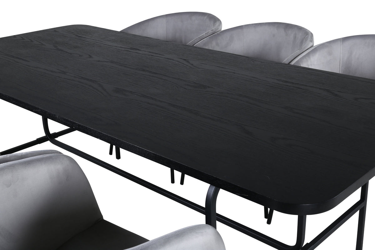 Uno Esszimmerset + Berit 200cm/6St. in Grau / Beige / Schwarz präsentiert im Onlineshop von KAQTU Design AG. Esszimmerset ist von Venture Home