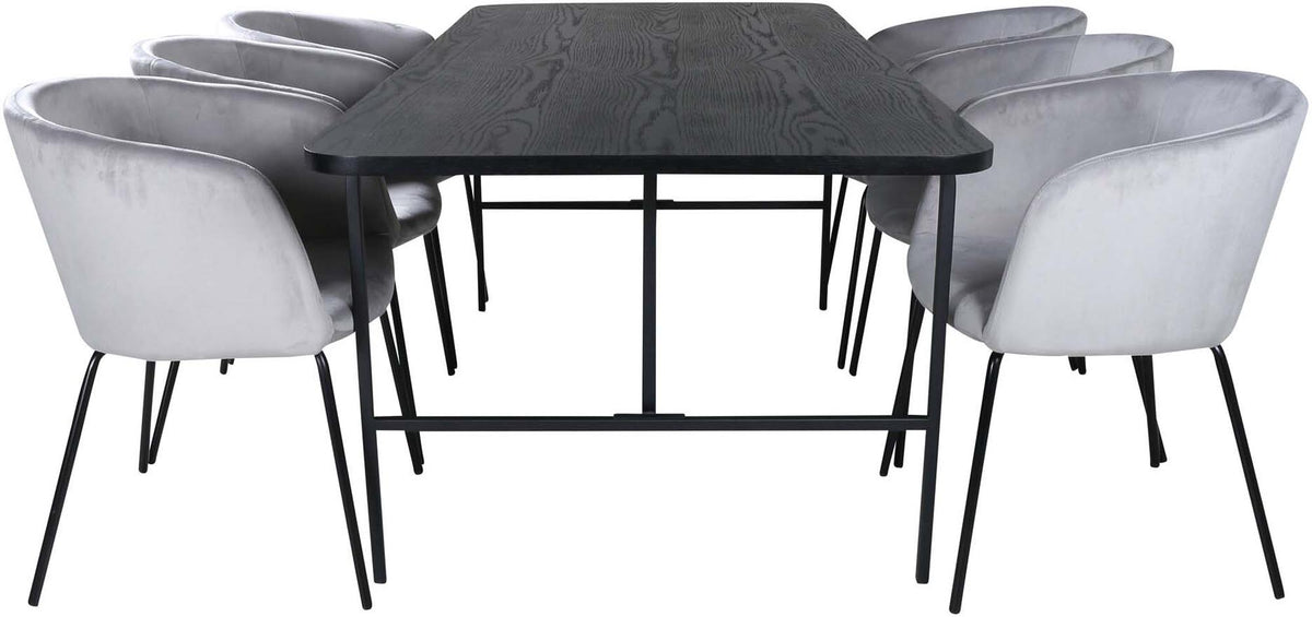Uno Esszimmerset + Berit 200cm/6St. in Grau / Beige / Schwarz präsentiert im Onlineshop von KAQTU Design AG. Esszimmerset ist von Venture Home