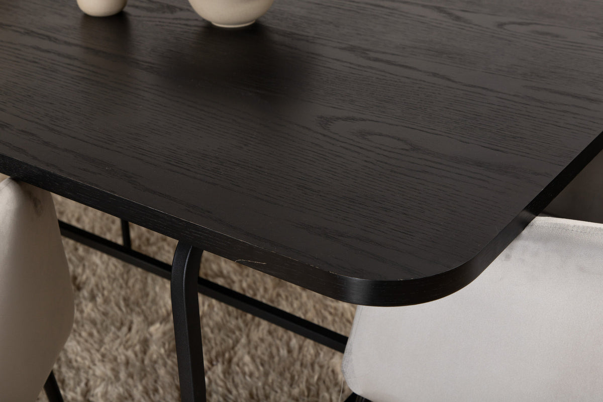 Uno Esszimmerset + Berit 200cm/6St. in Grau / Beige / Schwarz präsentiert im Onlineshop von KAQTU Design AG. Esszimmerset ist von Venture Home