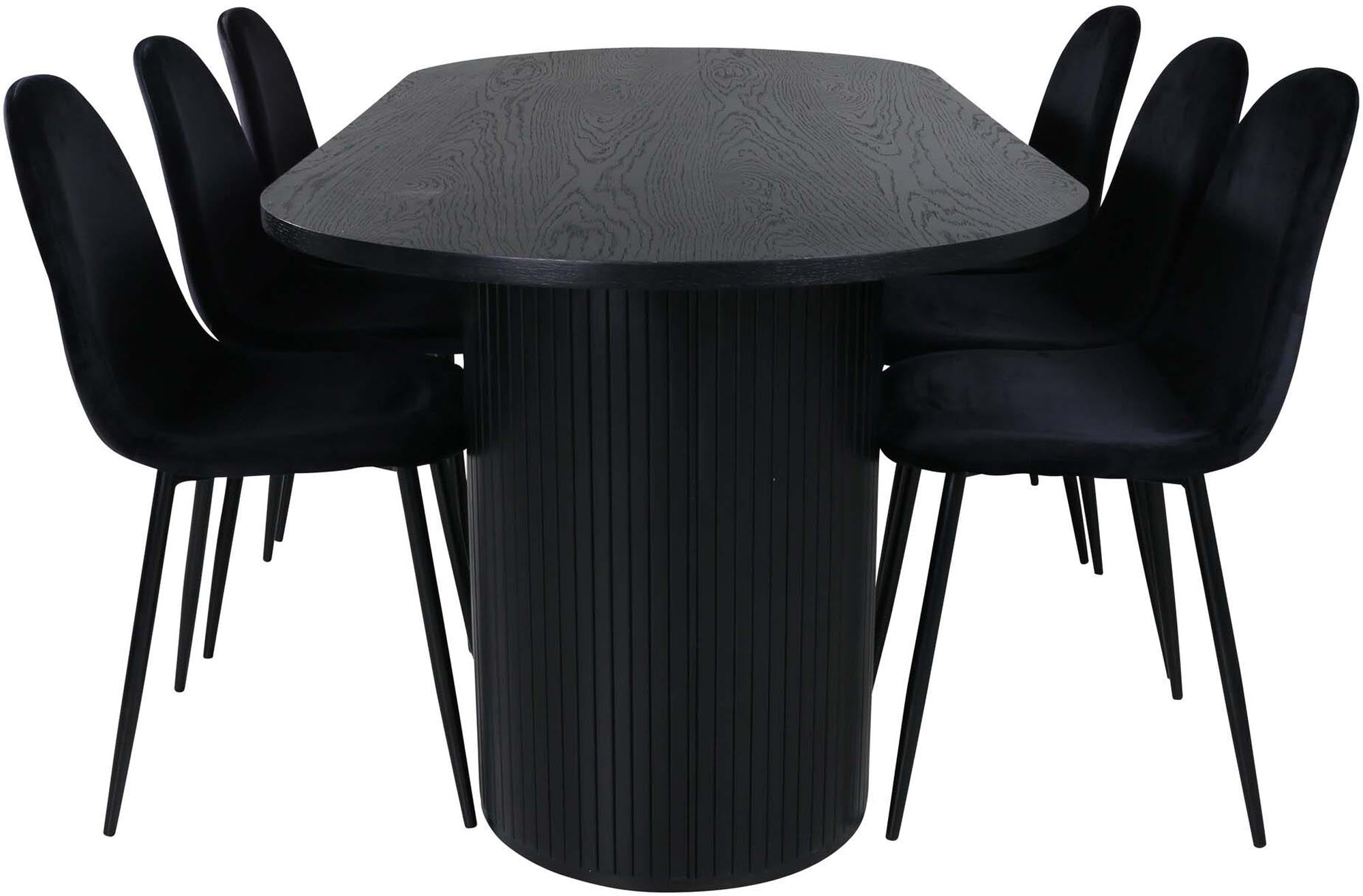 Bianca Esszimmerset + Polar 200cm/6St. in Schwarz präsentiert im Onlineshop von KAQTU Design AG. Esszimmerset ist von Venture Home