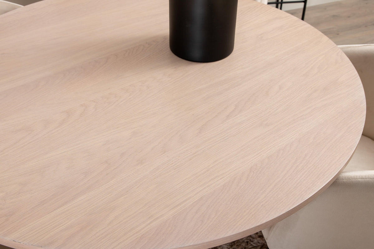 Bianca Esszimmerset + Berit ⌀110cm/4St. in Weiss / Beige präsentiert im Onlineshop von KAQTU Design AG. Esszimmerset ist von Venture Home