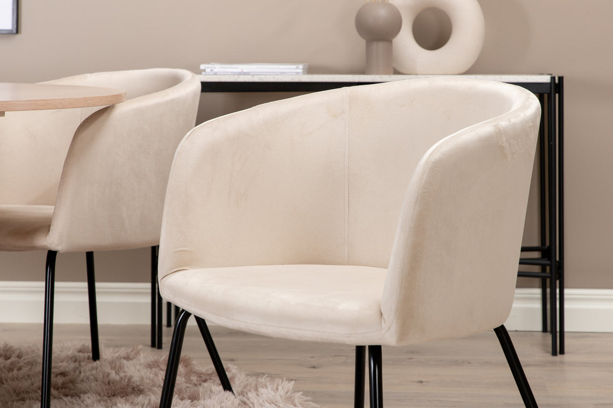 Bianca Esszimmerset + Berit ⌀110cm/4St. in Weiss / Beige präsentiert im Onlineshop von KAQTU Design AG. Esszimmerset ist von Venture Home