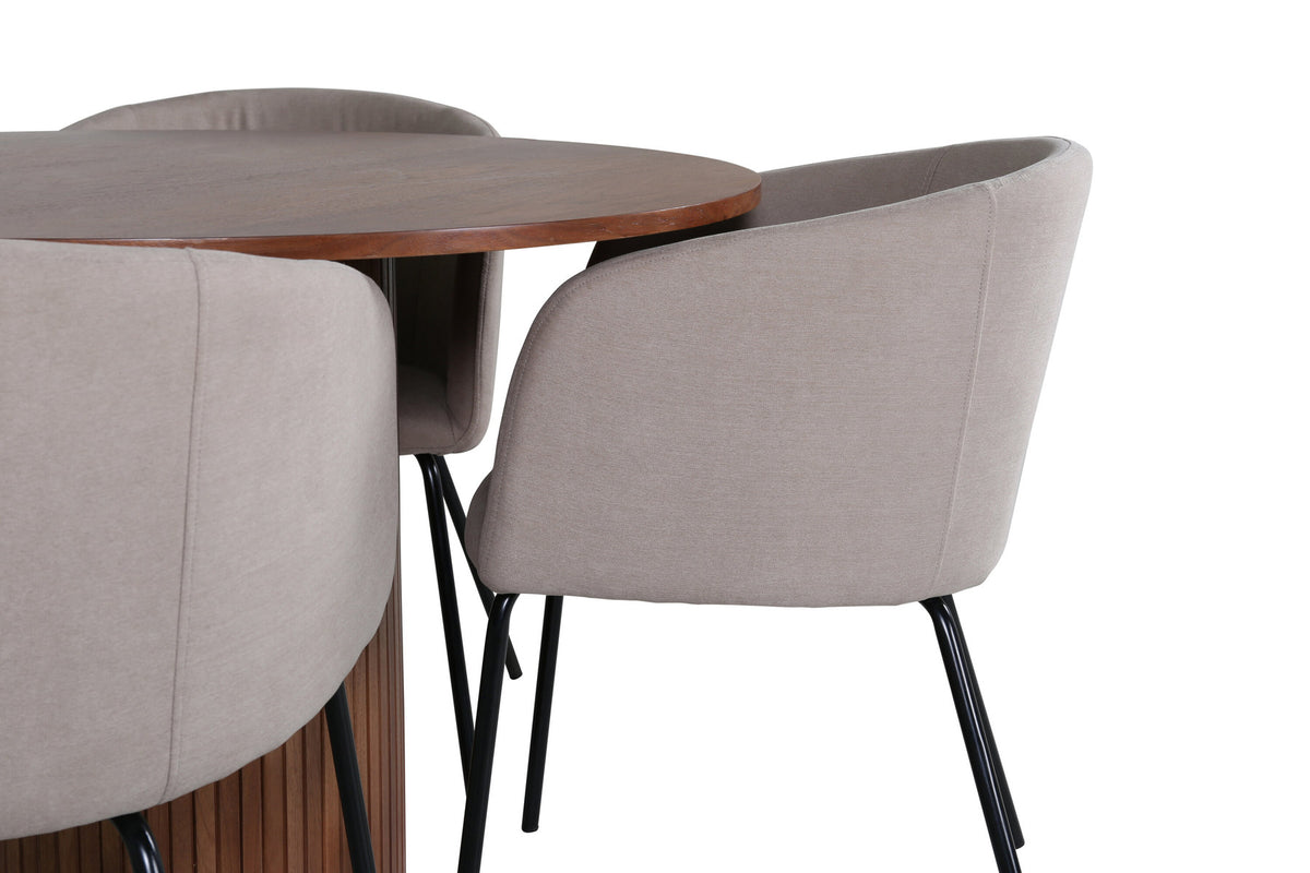 Bianca Esszimmerset + Berit ⌀110cm/4St. in Walnuss / Beige präsentiert im Onlineshop von KAQTU Design AG. Esszimmerset ist von Venture Home
