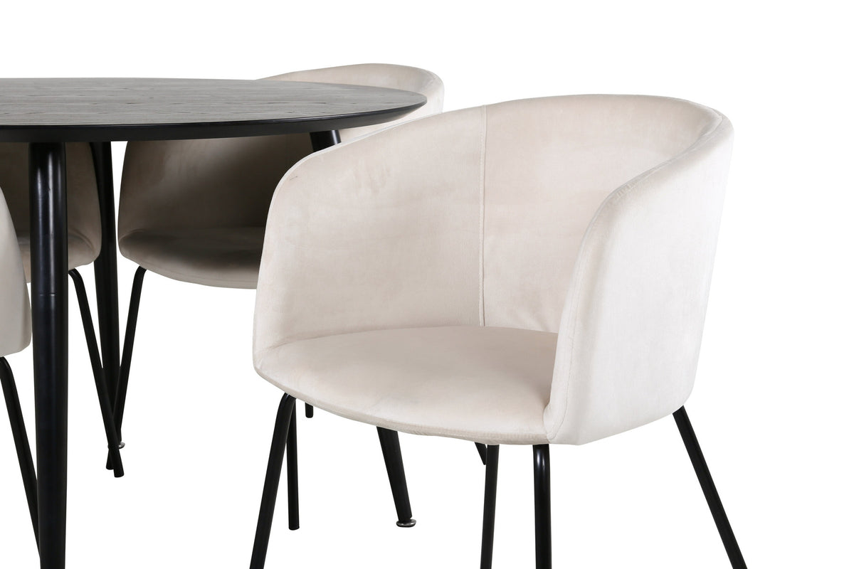 Dipp Esszimmerset + Berit ⌀115cm/4St. in Beige, Schwarz präsentiert im Onlineshop von KAQTU Design AG. Esszimmerset ist von Venture Home