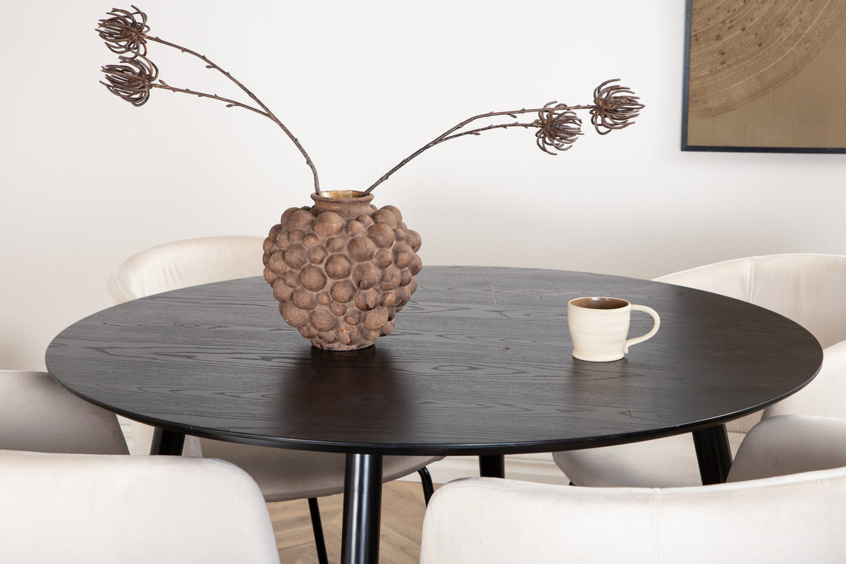 Dipp Esszimmerset + Berit ⌀115cm/4St. in Beige, Schwarz präsentiert im Onlineshop von KAQTU Design AG. Esszimmerset ist von Venture Home