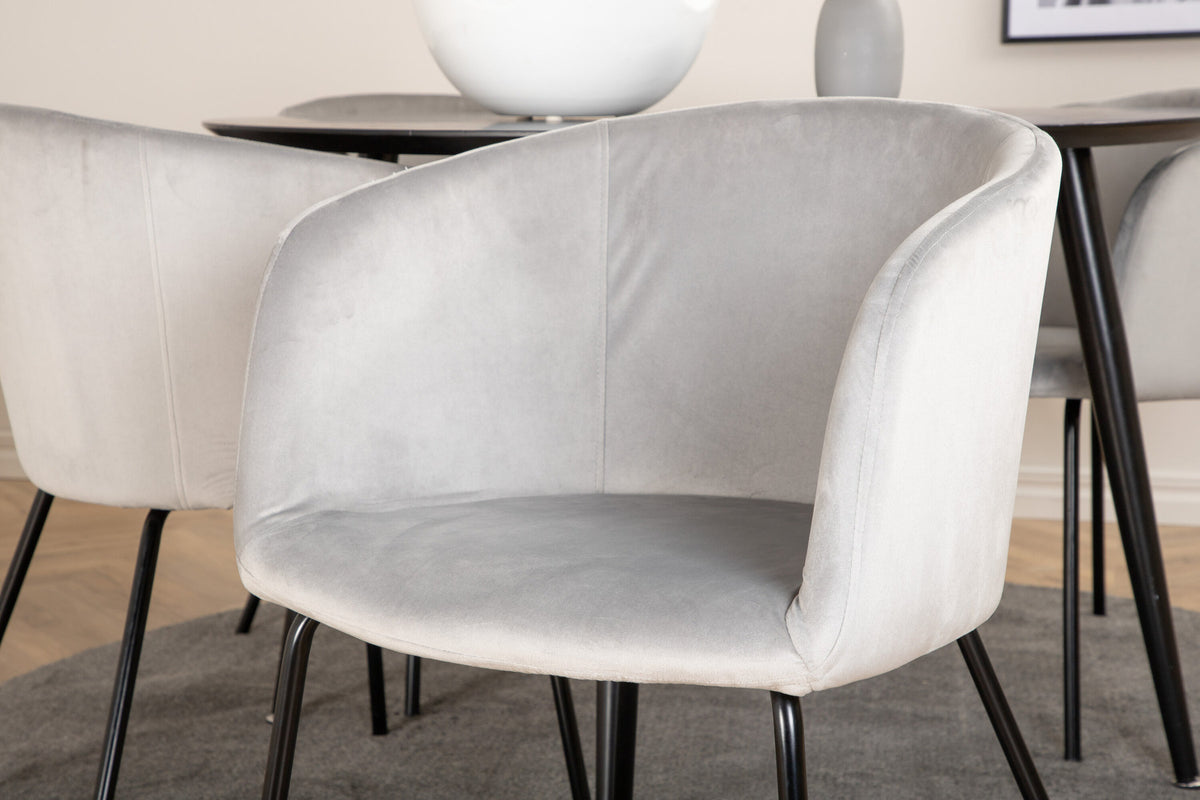 Dipp Esszimmerset + Berit ⌀115cm/4St. in Schwarzgrau präsentiert im Onlineshop von KAQTU Design AG. Esszimmerset ist von Venture Home