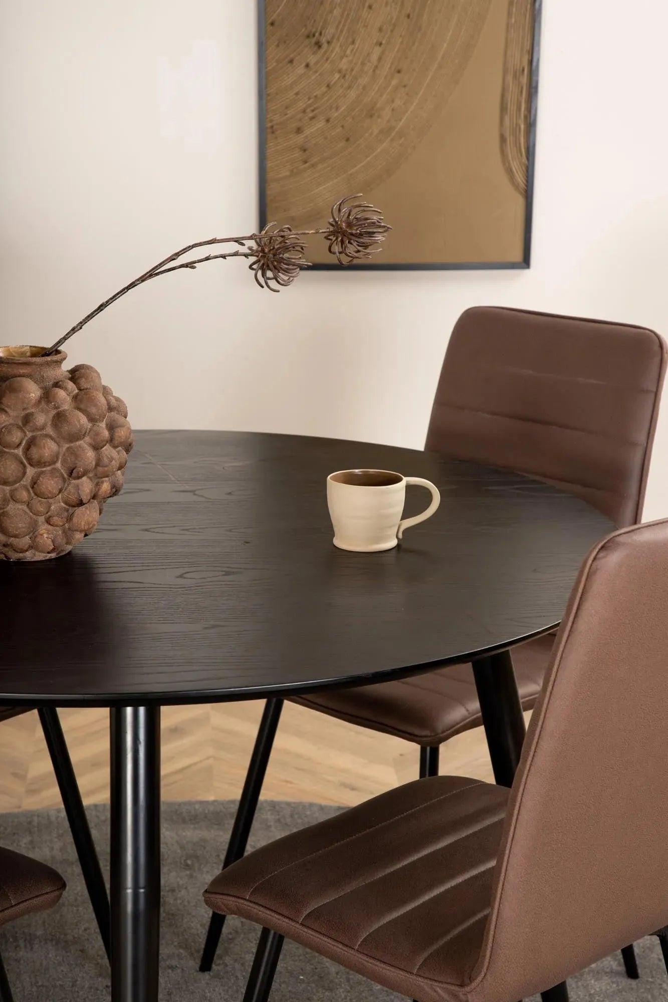 Modernes Dipp Esszimmerset mit Windu Tisch, 115cm, 4 Stühle.