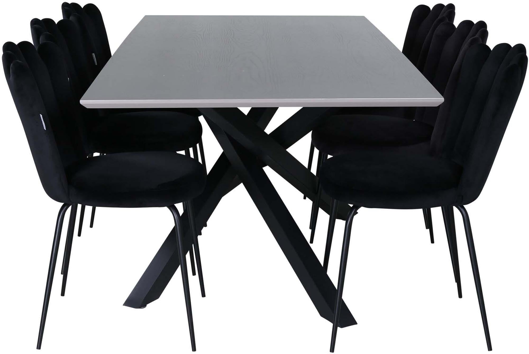 Elegantes Piazza Esszimmerset von Venture Home: 180cm Tisch, 6 Samtstühle, stilvoll und komfortabel für gesellige Abende.