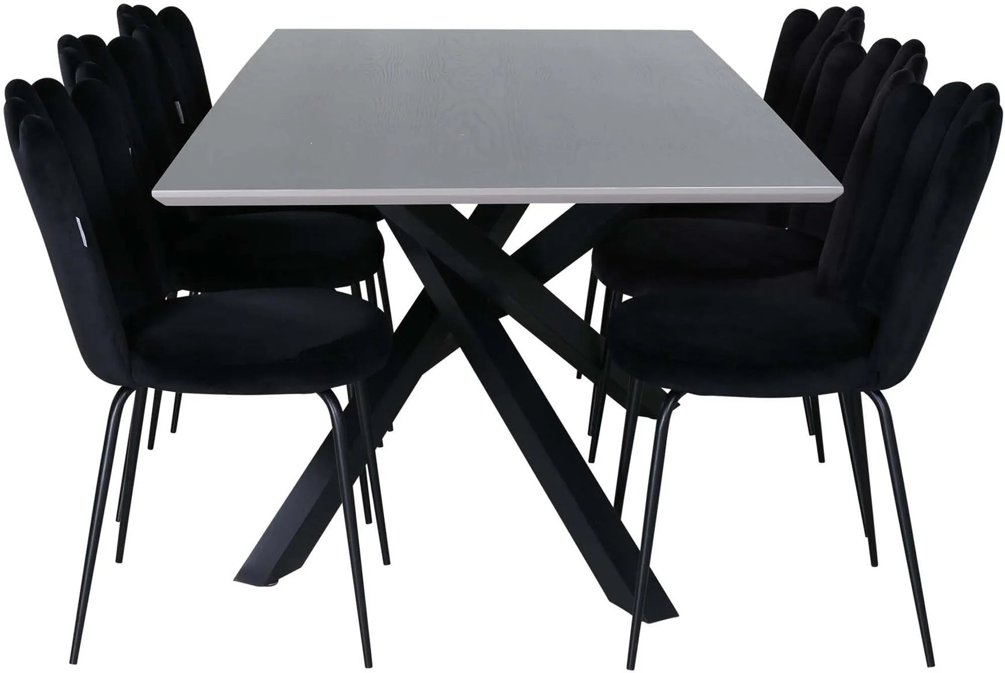 Elegantes Piazza Esszimmerset von Venture Home: 180cm Tisch, 6 Samtstühle, stilvoll und komfortabel für gesellige Abende.