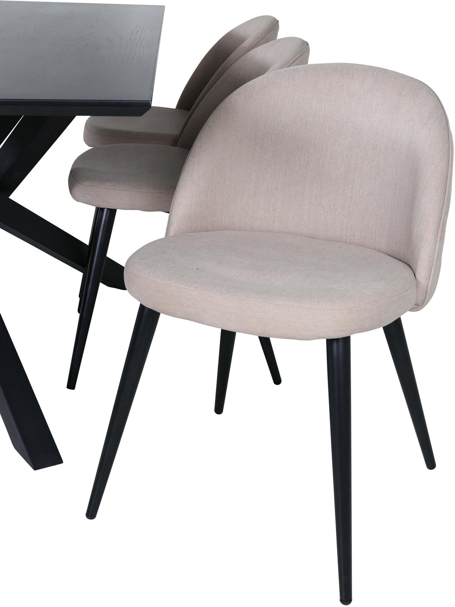 Piazza Esszimmerset + Velvet 180cm/6St. in Schwarz / dunkles  Beige präsentiert im Onlineshop von KAQTU Design AG. Esszimmerset ist von Venture Home