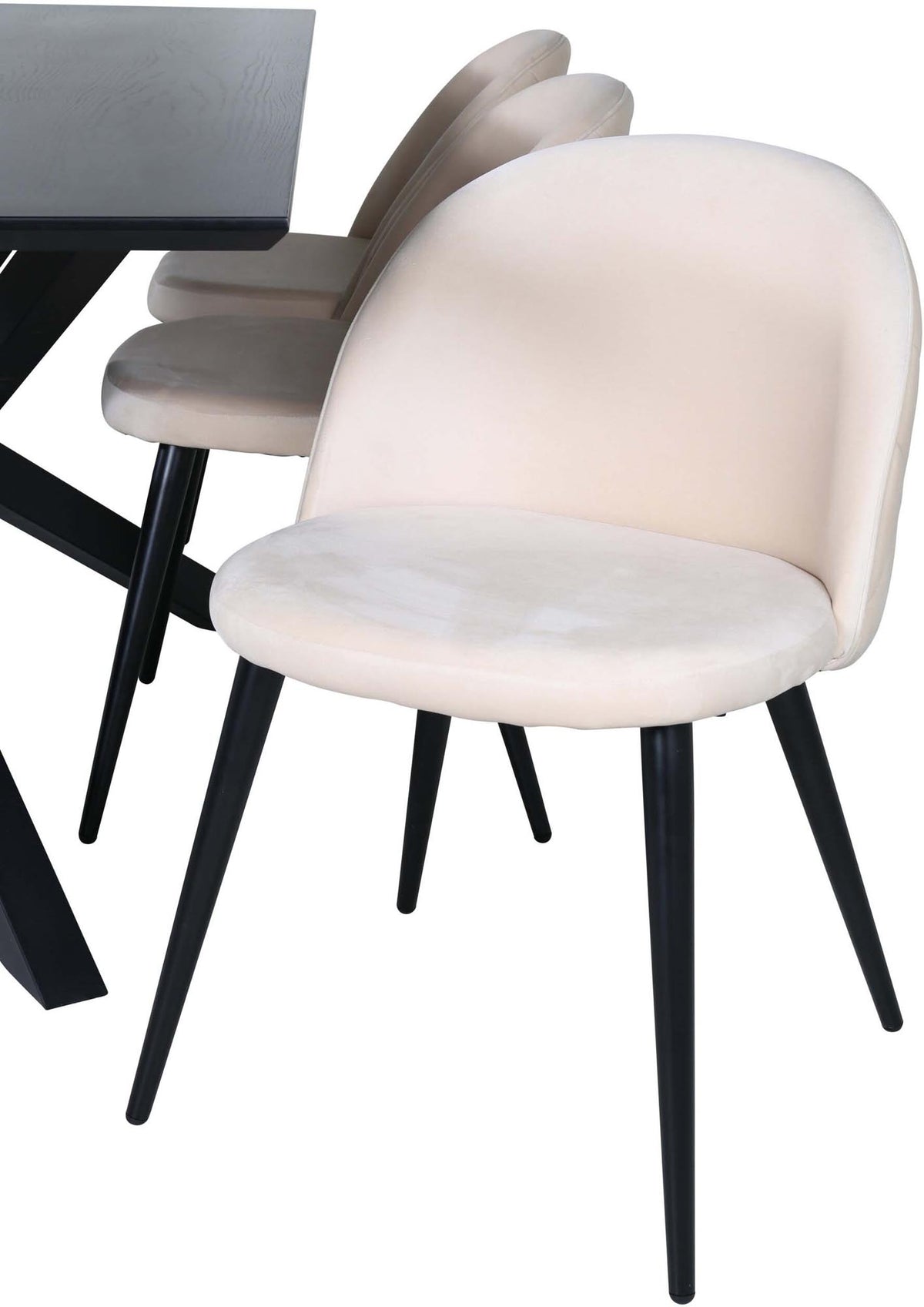 Piazza Esszimmerset + Velvet 180cm/6St. in Schwarz / helles Beige präsentiert im Onlineshop von KAQTU Design AG. Esszimmerset ist von Venture Home