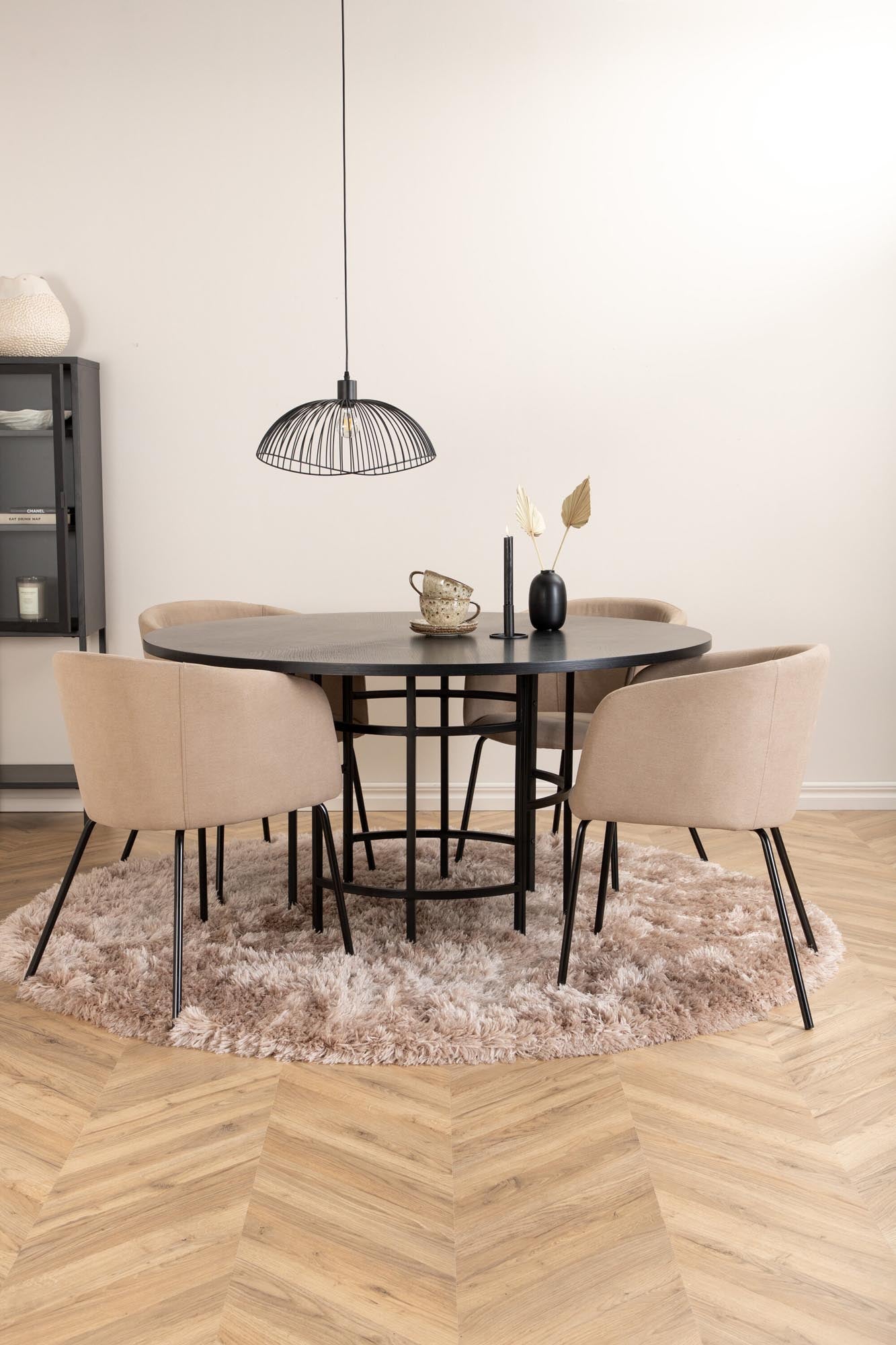 Esszimmerset Copenhagen + Berit ⌀140cm/4St. in Beige, Schwarz präsentiert im Onlineshop von KAQTU Design AG. Esszimmerset ist von Venture Home