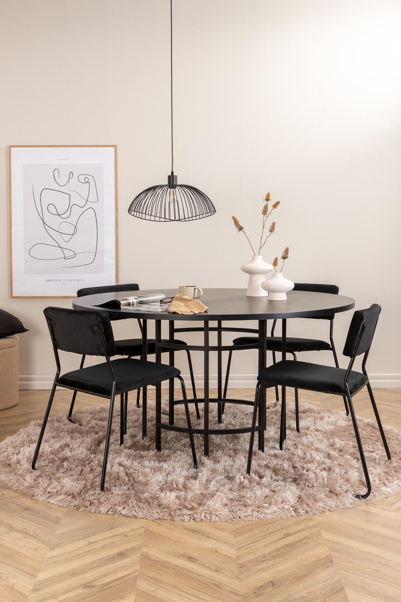Esszimmerset Copenhagen + Kenth ⌀140cm/4St. in Schwarz präsentiert im Onlineshop von KAQTU Design AG. Esszimmerset ist von Venture Home