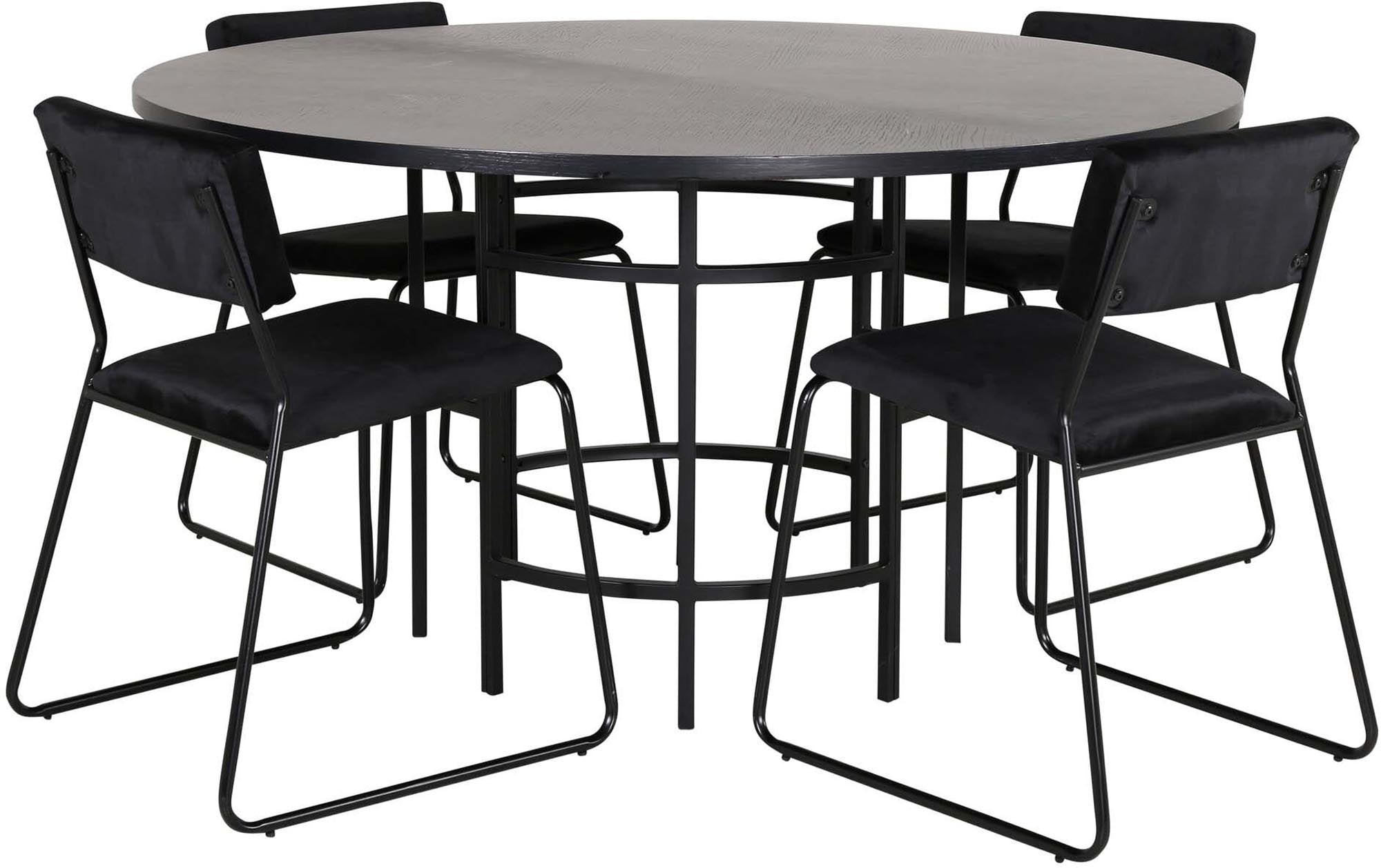 Esszimmerset Copenhagen + Kenth ⌀140cm/4St. in Schwarz präsentiert im Onlineshop von KAQTU Design AG. Esszimmerset ist von Venture Home